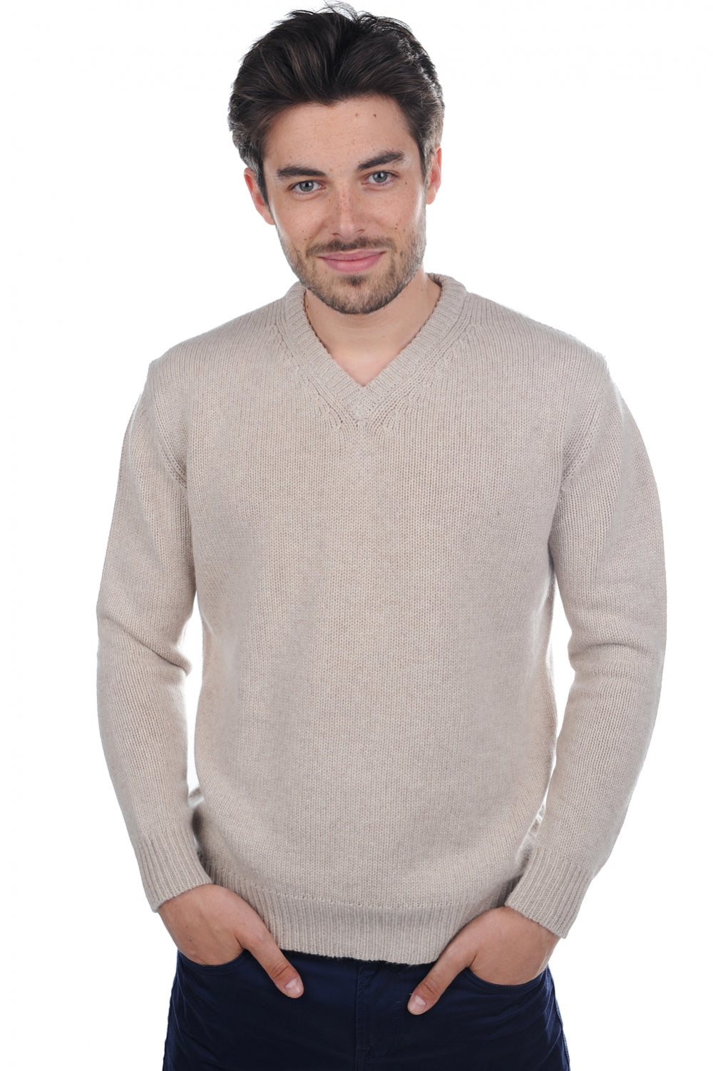 Atman Kaschmirpullover Herren - natural beige - Mahogany