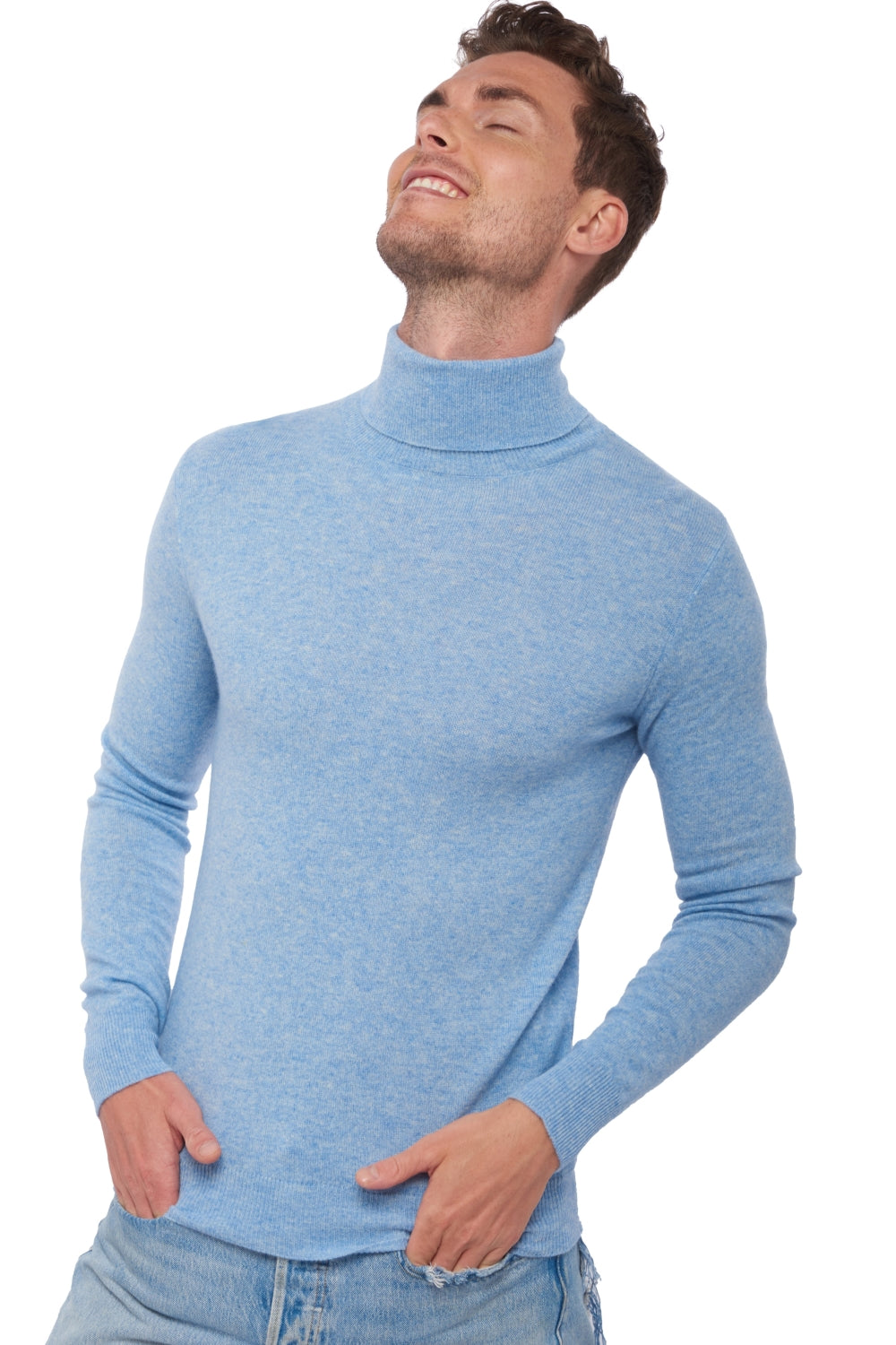 Tarry aus Kaschmir für Herren - powder blue - Mahogany