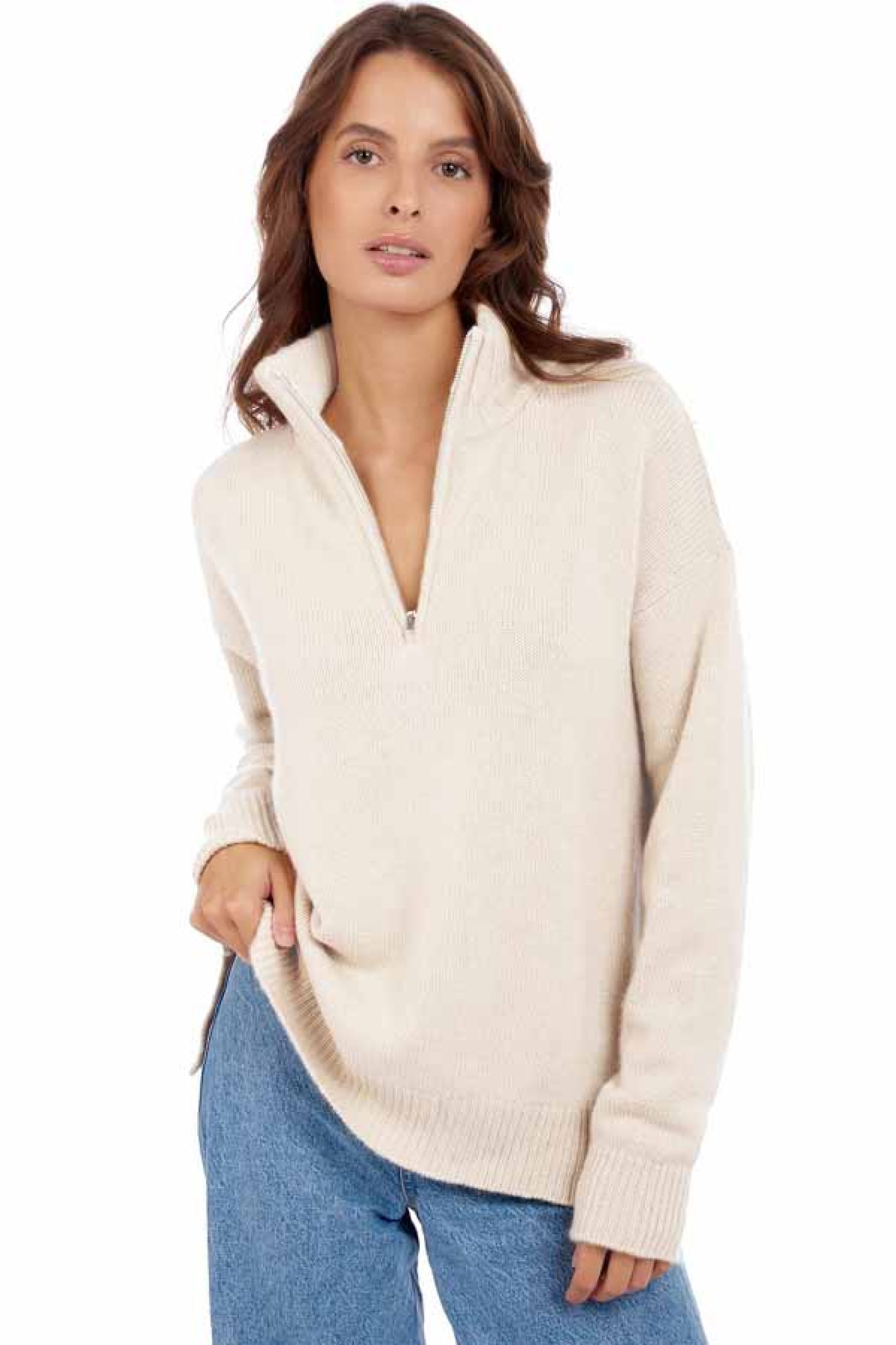 Alizette Kaschmirpullover Damen - natural écru - Mahogany