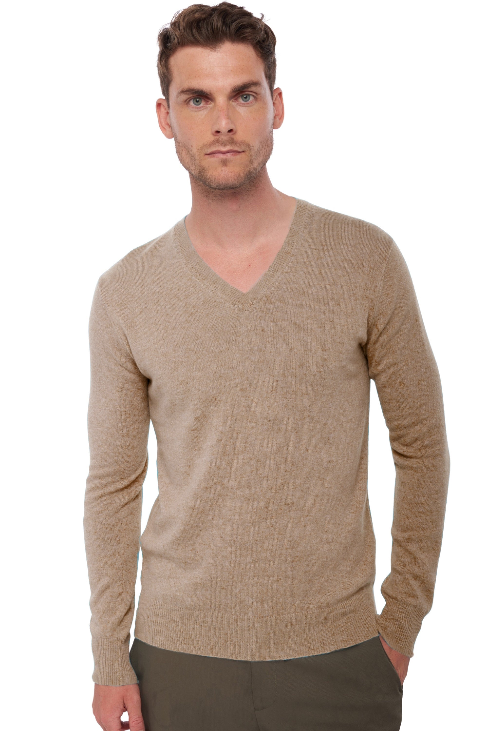 Tor Kaschmirpullover Herren - natural stone - Mahogany