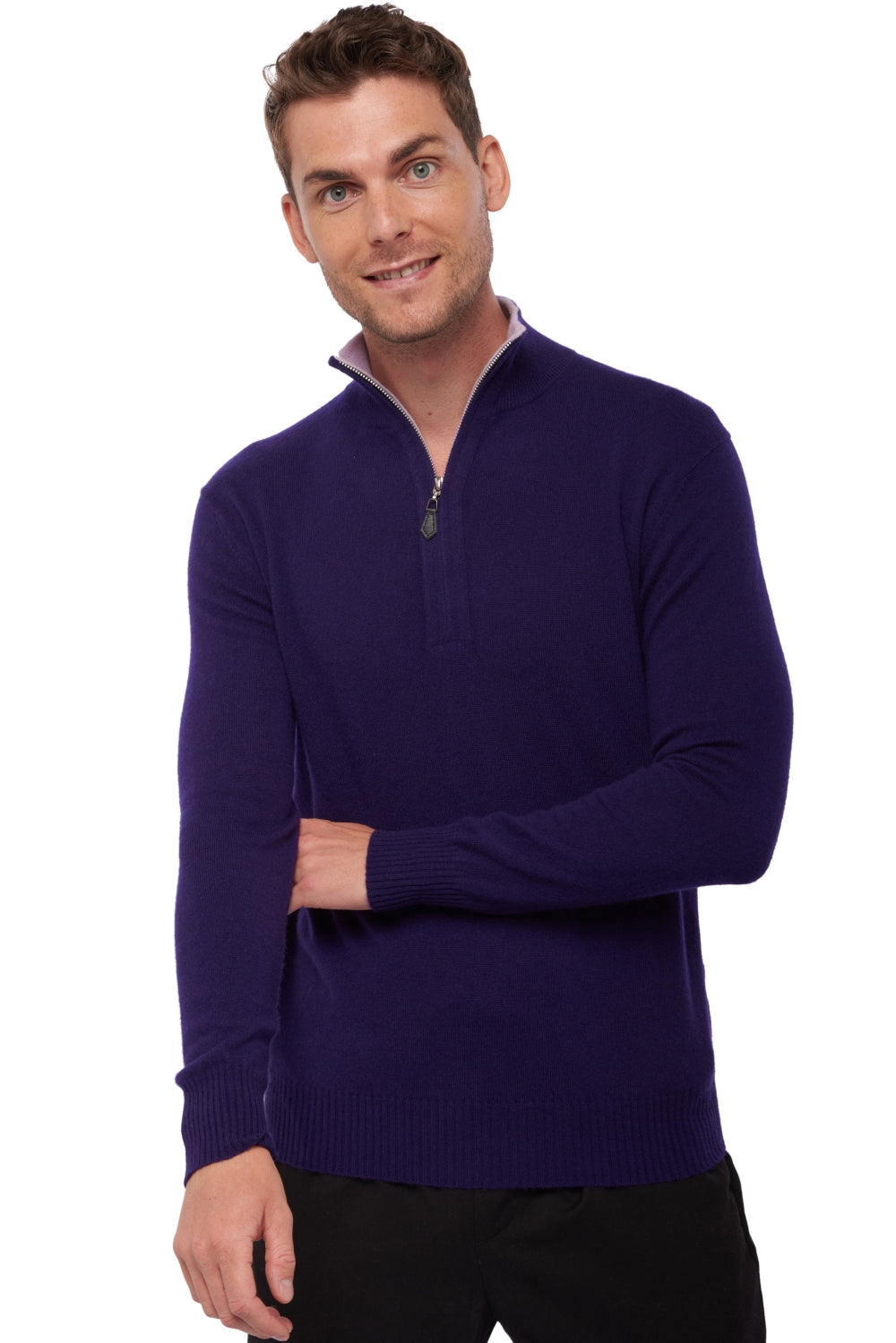 Henri Kaschmirpullover Herren - deep purple / flieder - Mahogany