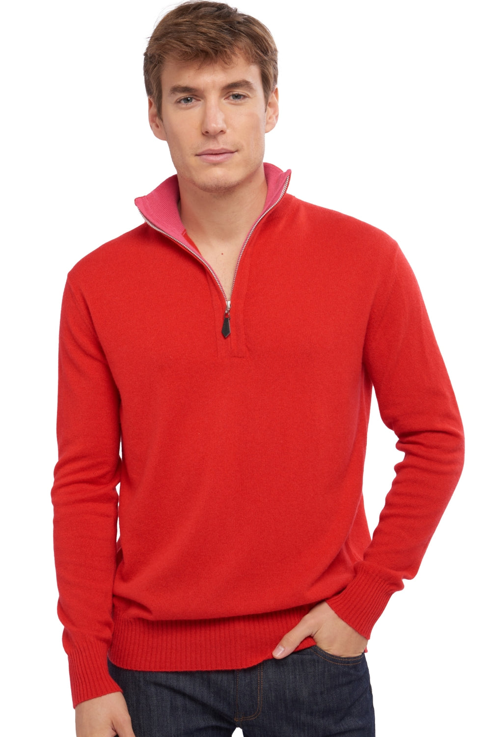 Henri Kaschmirpullover Herren - rot / shocking pink - Mahogany