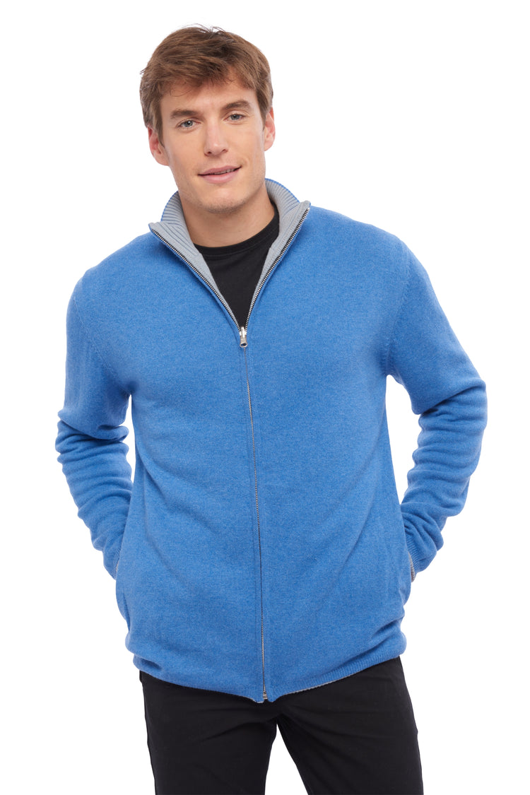 Vincent Kaschmir- und Yakpullover Herren - himmelblau / blau meliert - Mahogany
