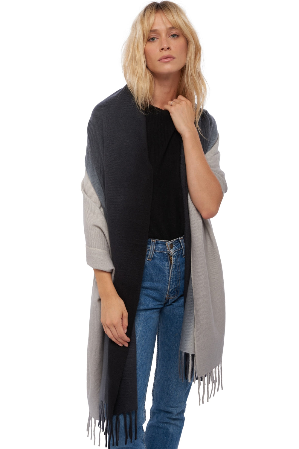 Vaasa aus Kaschmir unisex - schwarz / meliertes Flanell - Mahogany