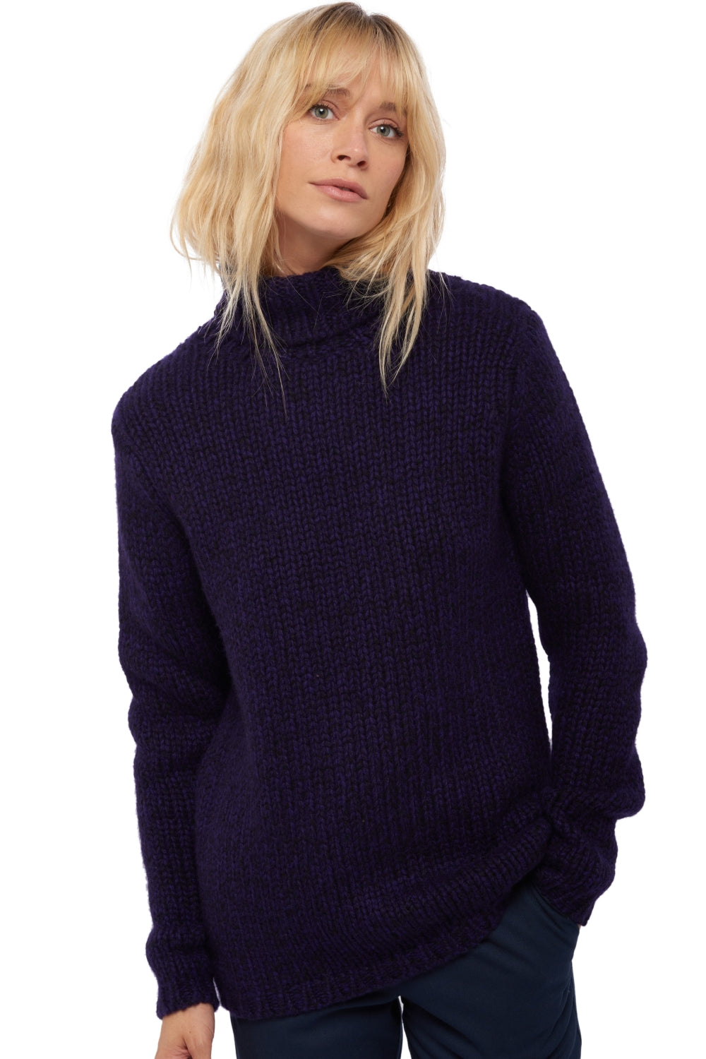 Vicenza Kaschmirpullover Damen - noir / deep purple - Mahogany