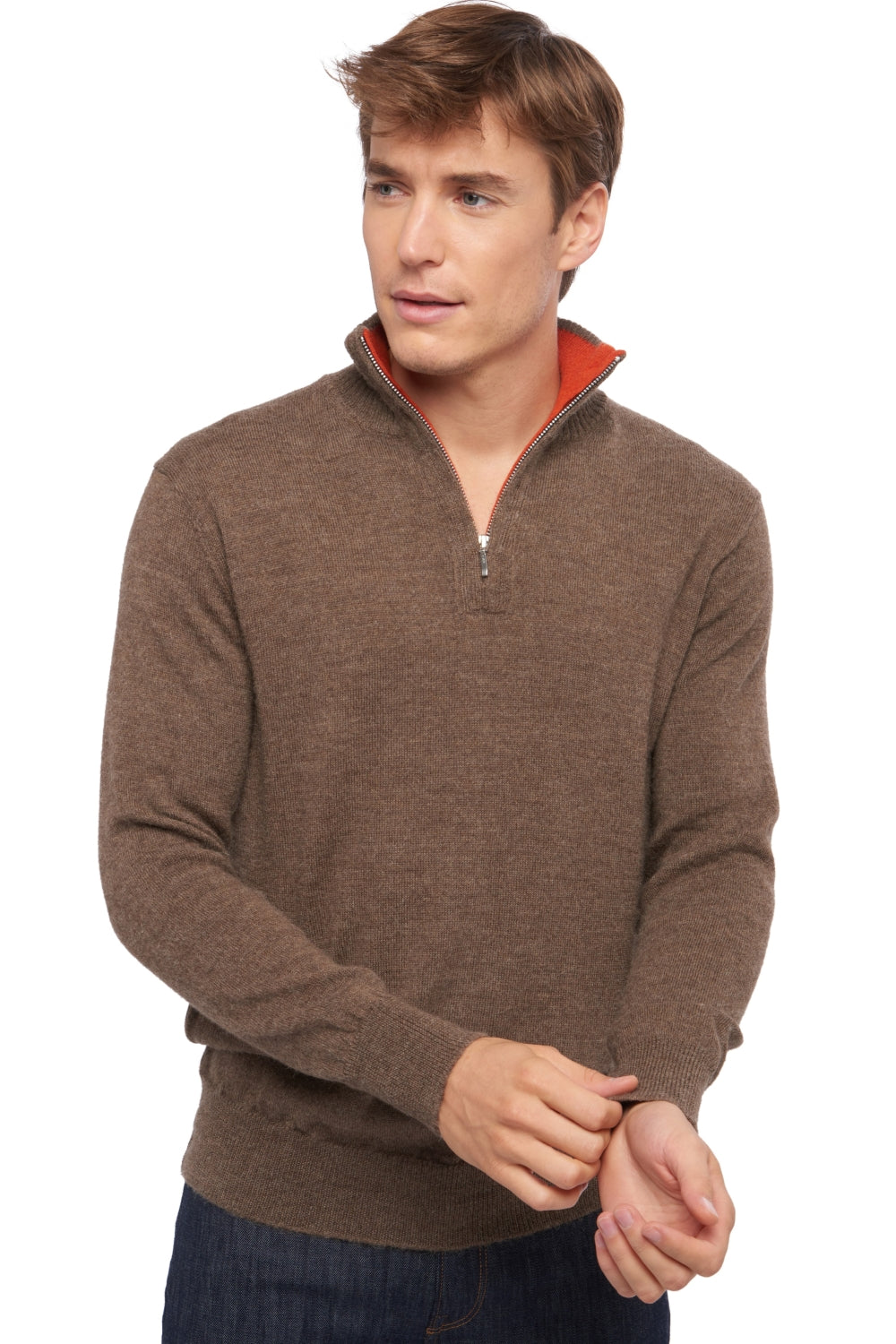 Vihari aus Baby-Alpaka & Kaschmir Herren - naturel / paprika - Mahogany