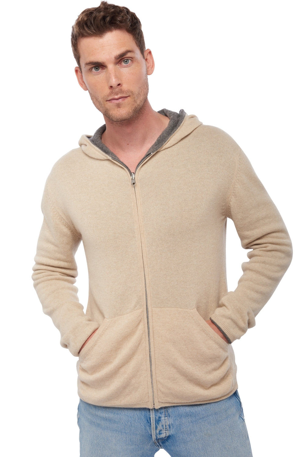 Carson aus Kaschmir für Herren - marmotte chiné / natural beige - Mahogany