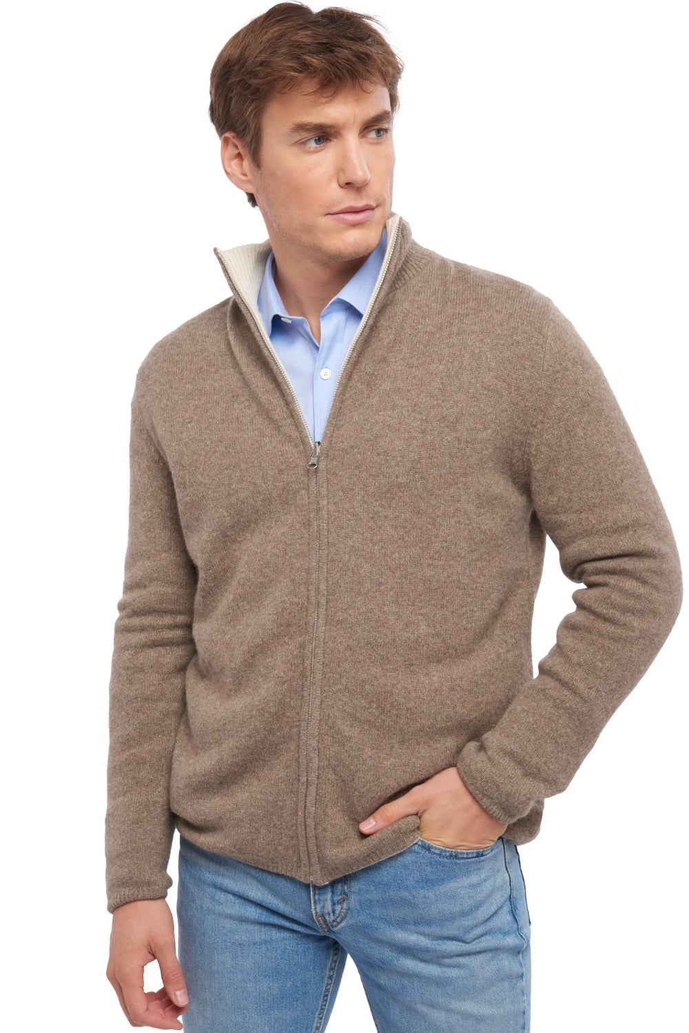 Vincent Kaschmir- und Yakpullover Herren - marmotte naturel / natural écru - Mahogany
