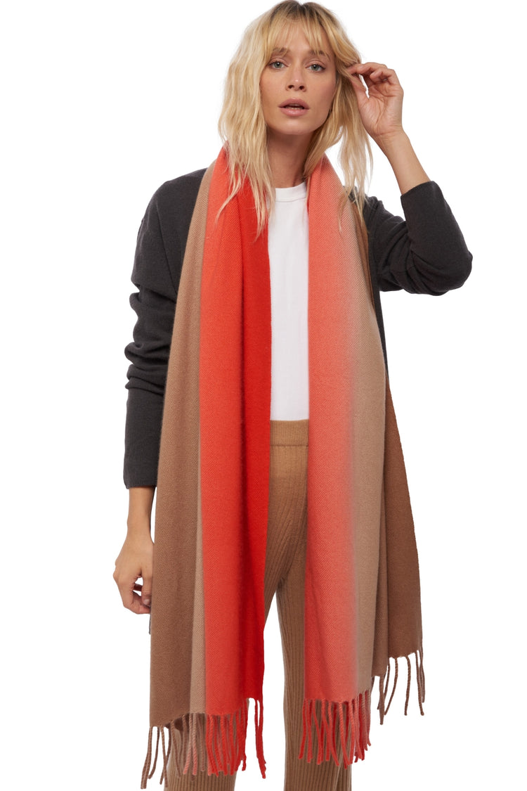 Vaasa aus Kaschmir unisex - bloody orange / meliertes Camel - Mahogany