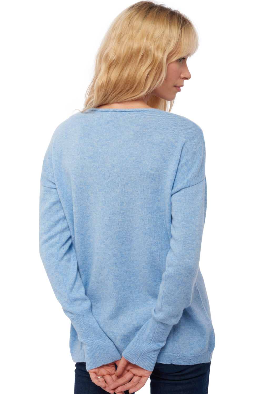 Varsovie en cachemire femme - Vue 2 - bleu azur chiné - Mahogany