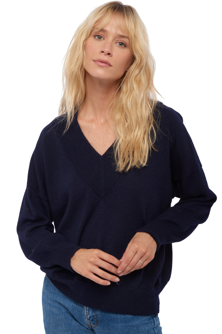 Versailles aus Baby-Alpaka für Damen - bleu marine - Mahogany