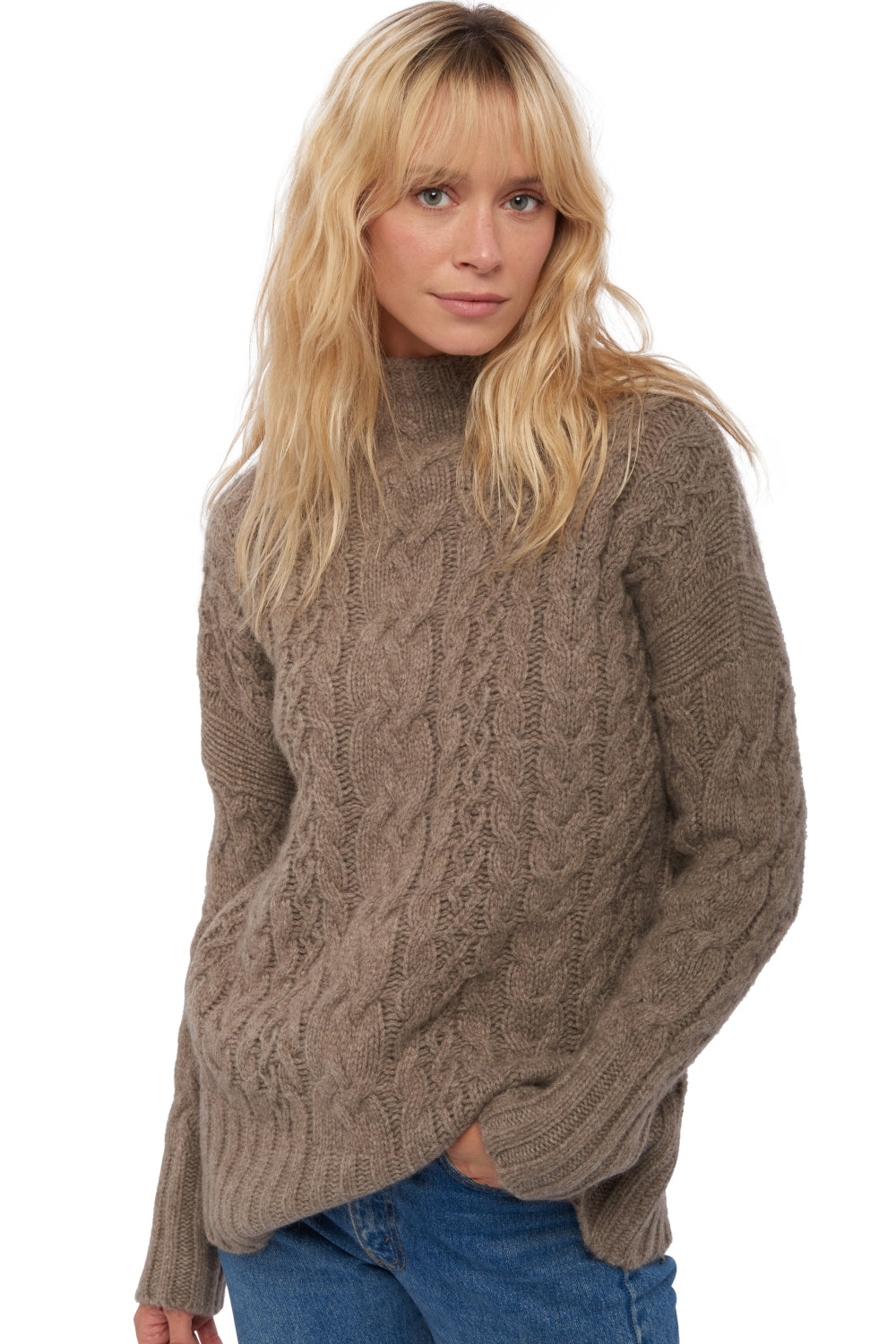 Victoria Yakpullover Damen - marmotte naturel - Mahogany
