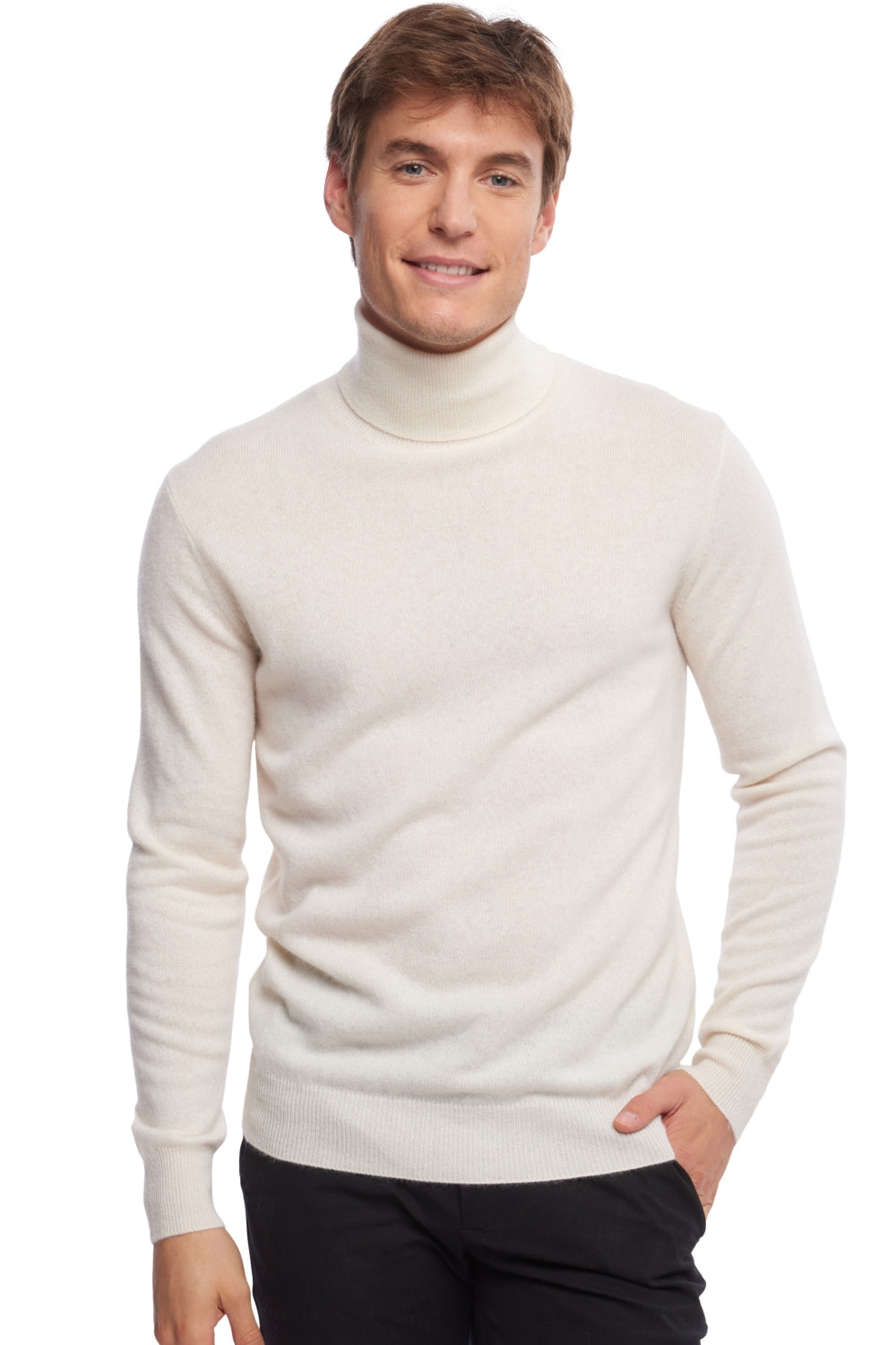 Tarry aus Kaschmir für Herren - simili white - Mahogany