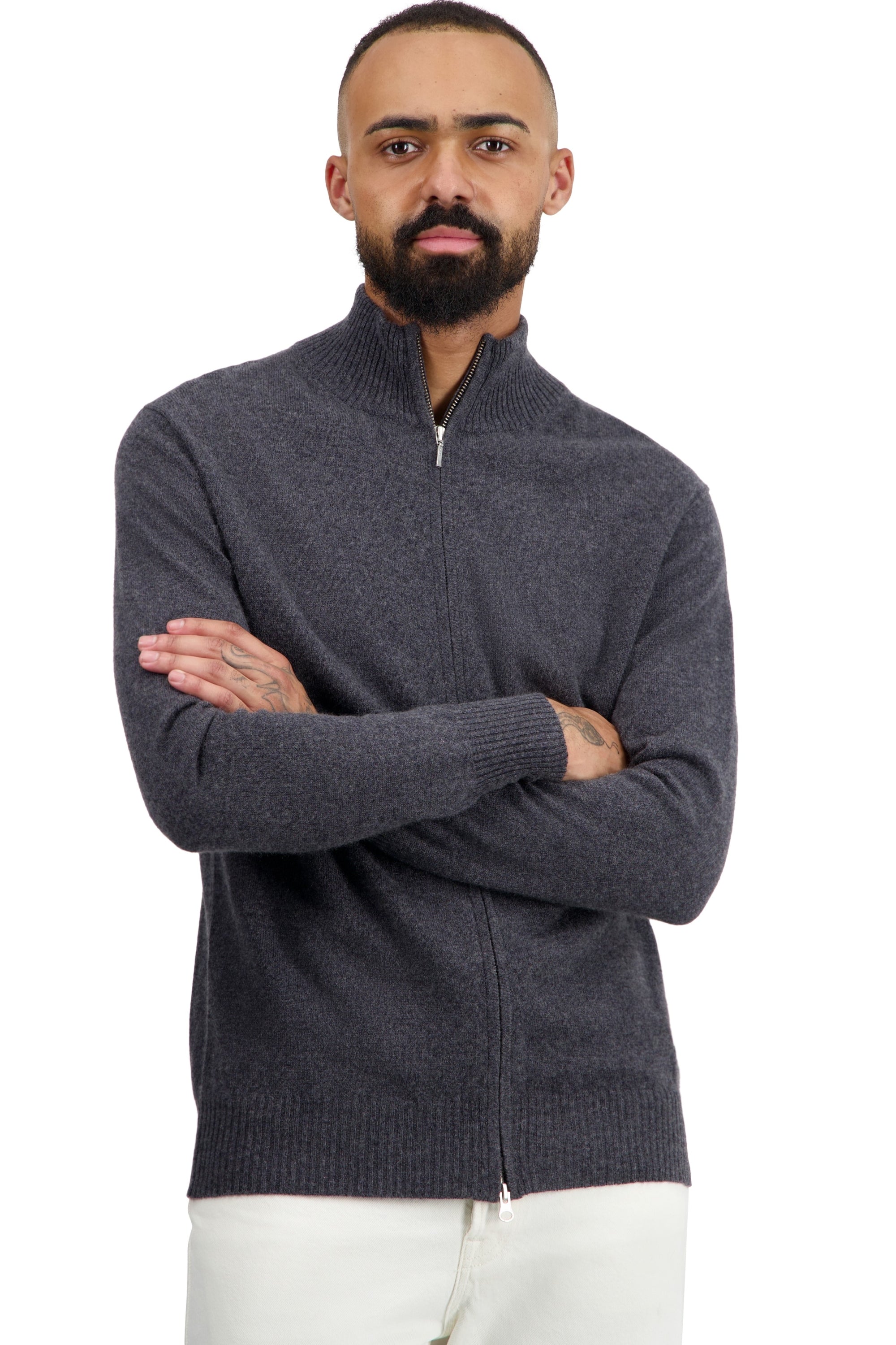 Thobias aus Kaschmir für Herren - grey melange - Mahogany