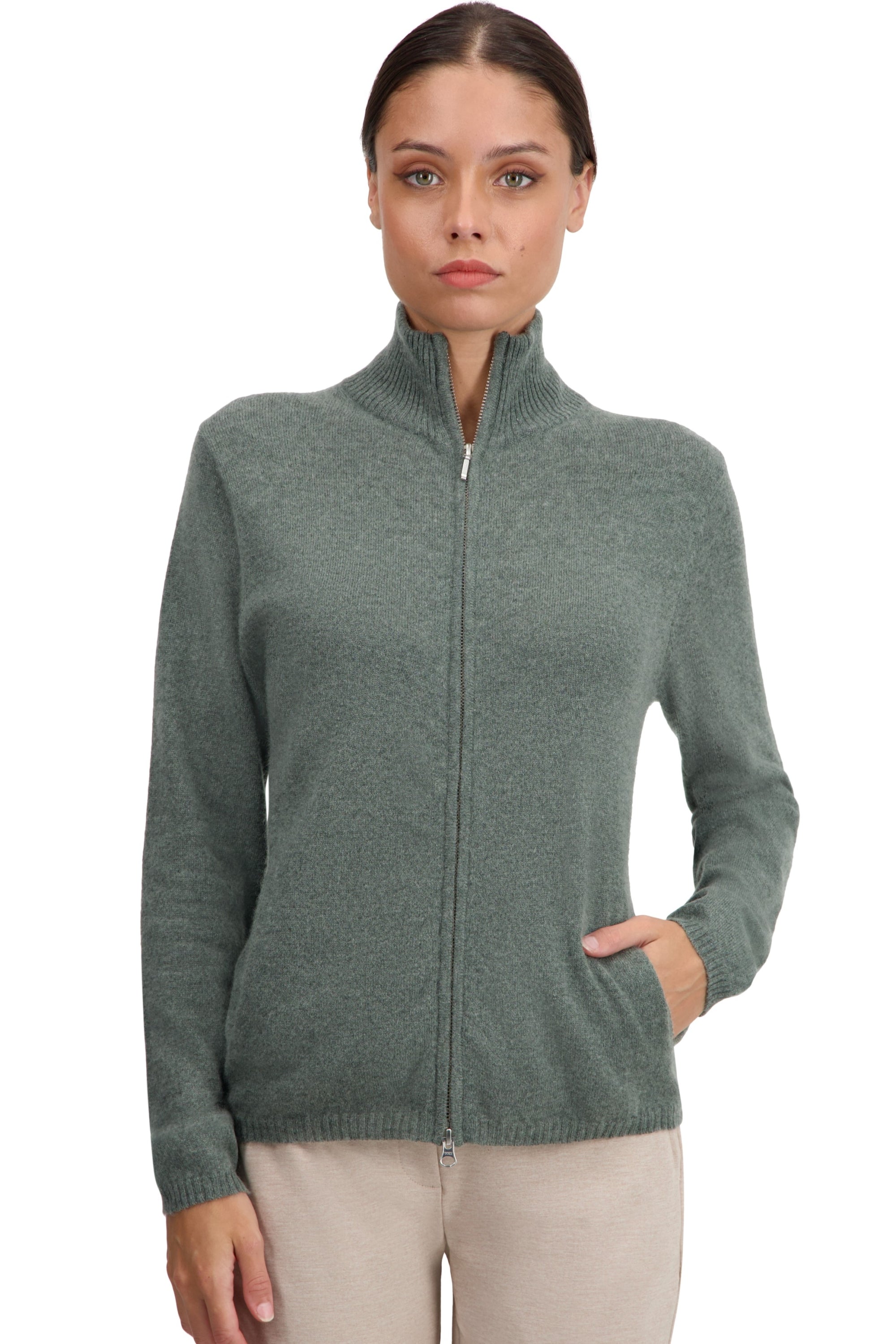 Thames Kaschmirpullover Damen - Military Green - Mahogany