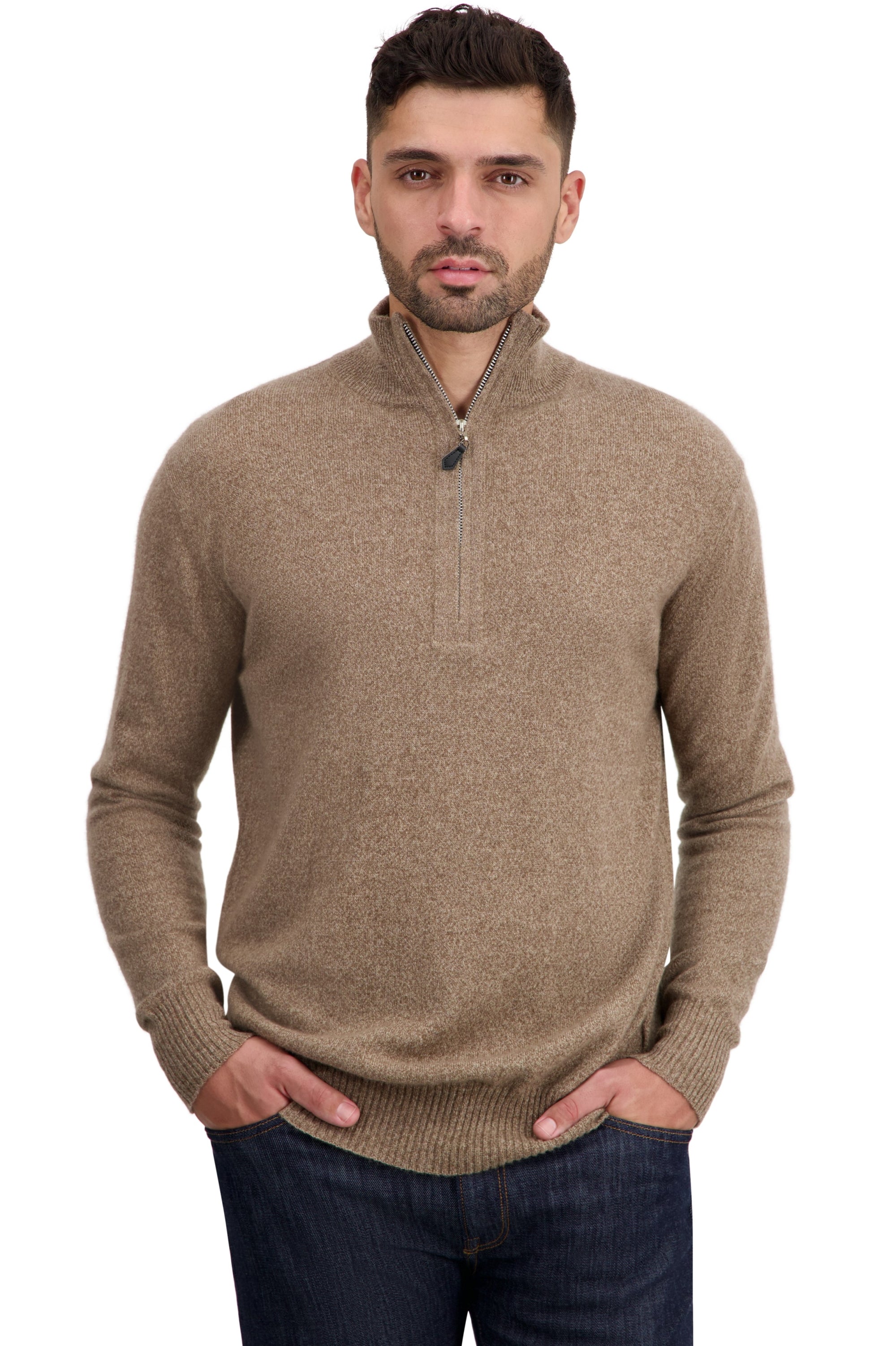 Toulon Kaschmirpullover Herren - tan marl - Mahogany