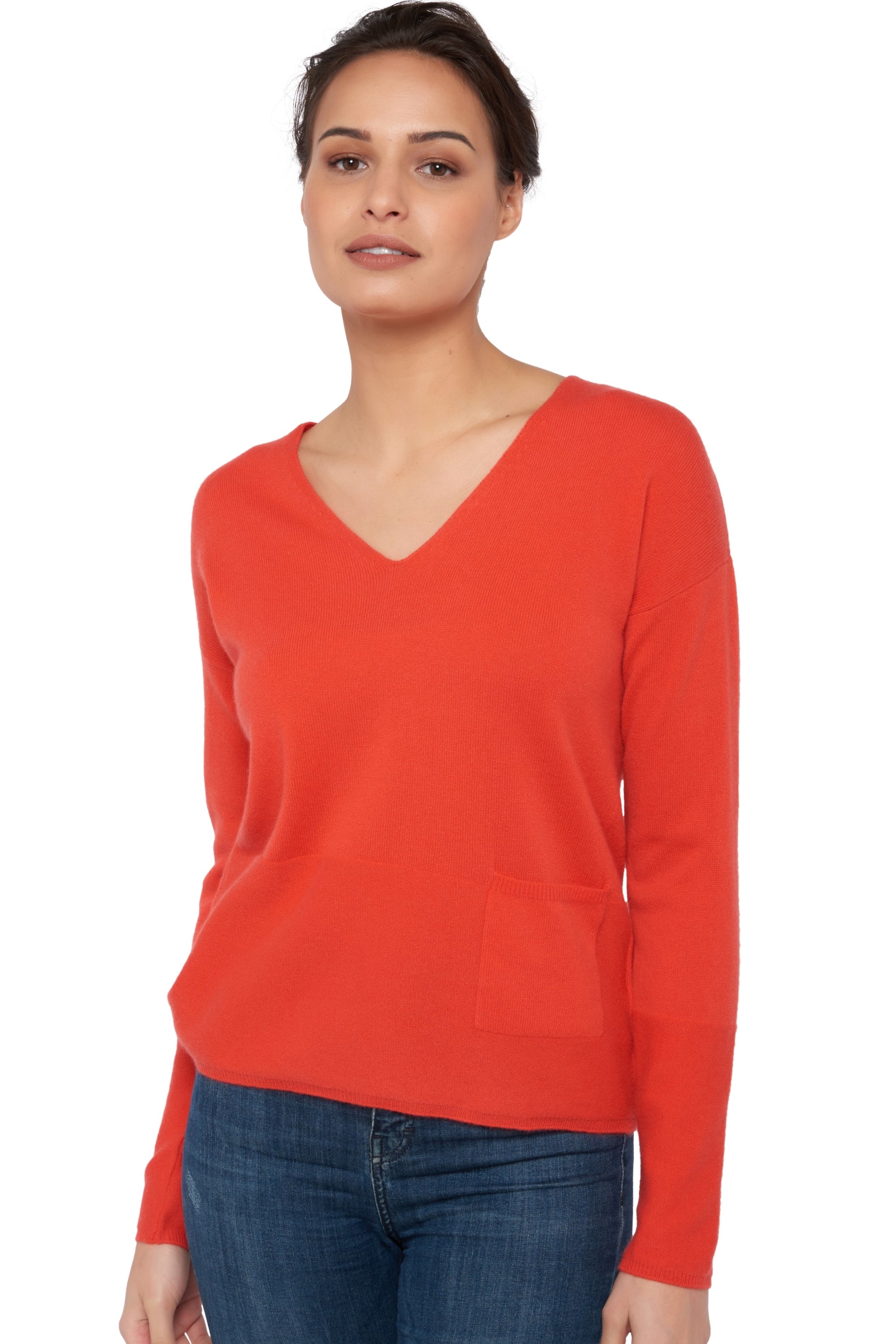 Uliana Kaschmirpullover Damen - Leuchtendes Koralle - Mahogany
