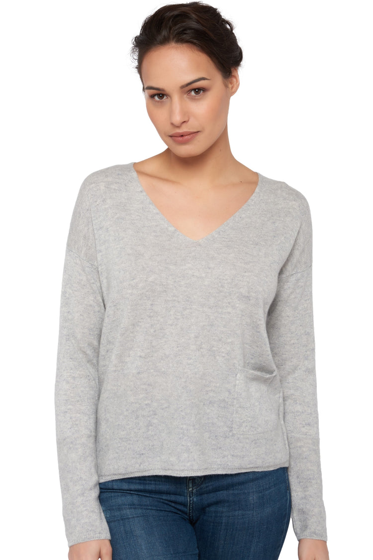 Uliana Kaschmirpullover Damen - Meliertes Flanell - Mahogany