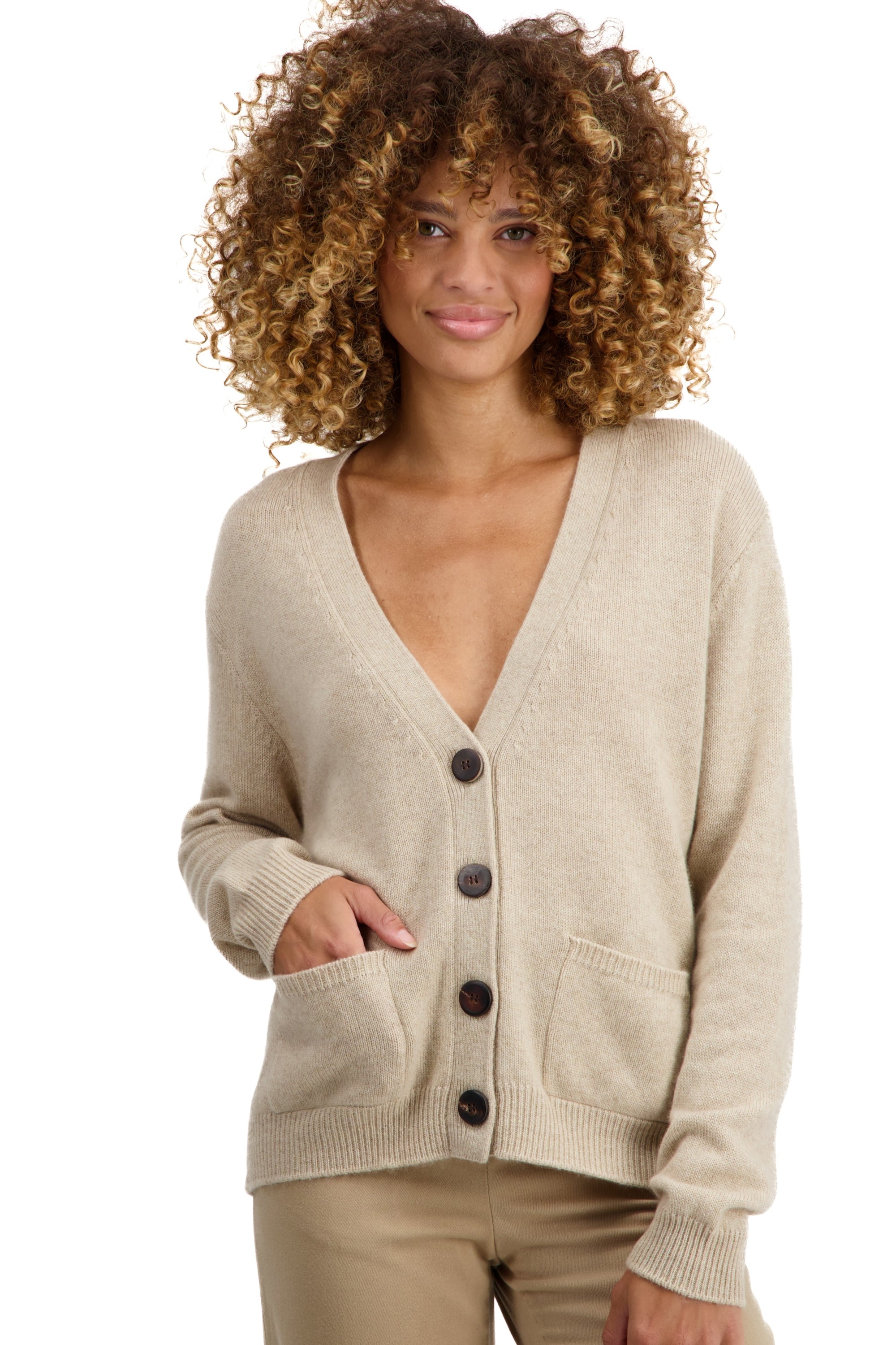 Tanzania aus Kaschmir Damen - natural winter dawn - Mahogany
