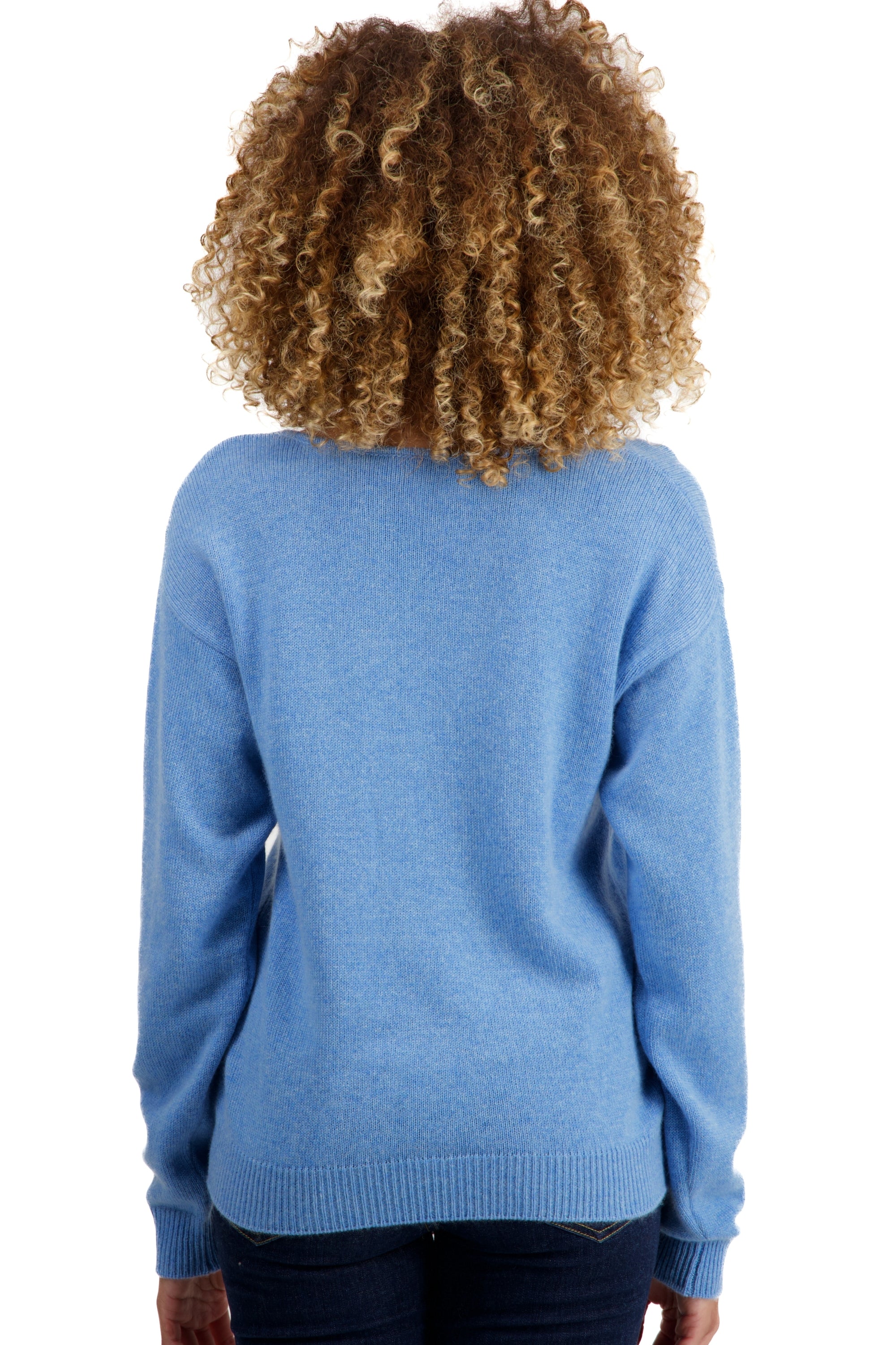 Thailand en cachemire femme - Vue 2 - bleu azur chiné - Mahogany