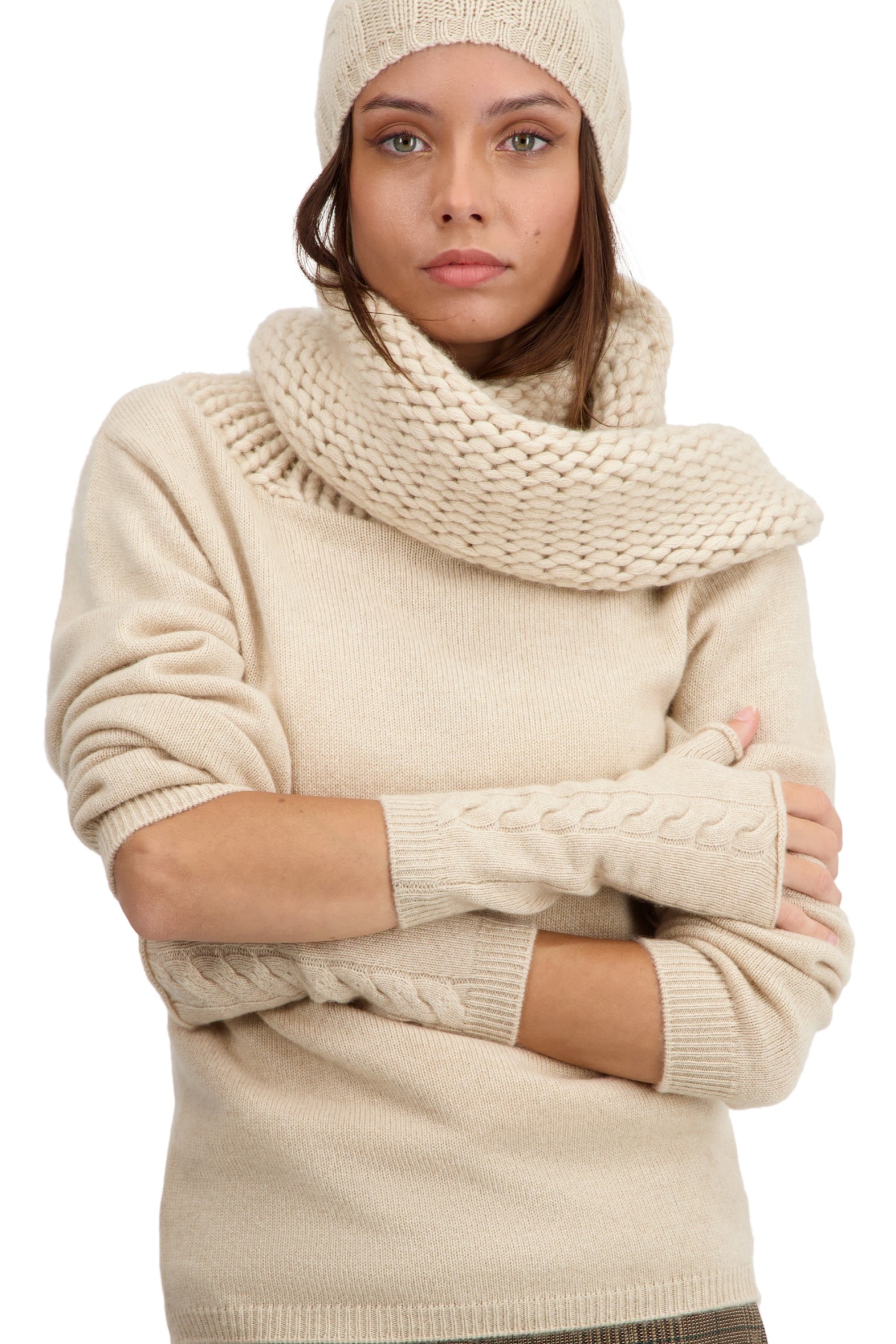 Tiktak aus Kaschmir Damen - natural beige - Mahogany