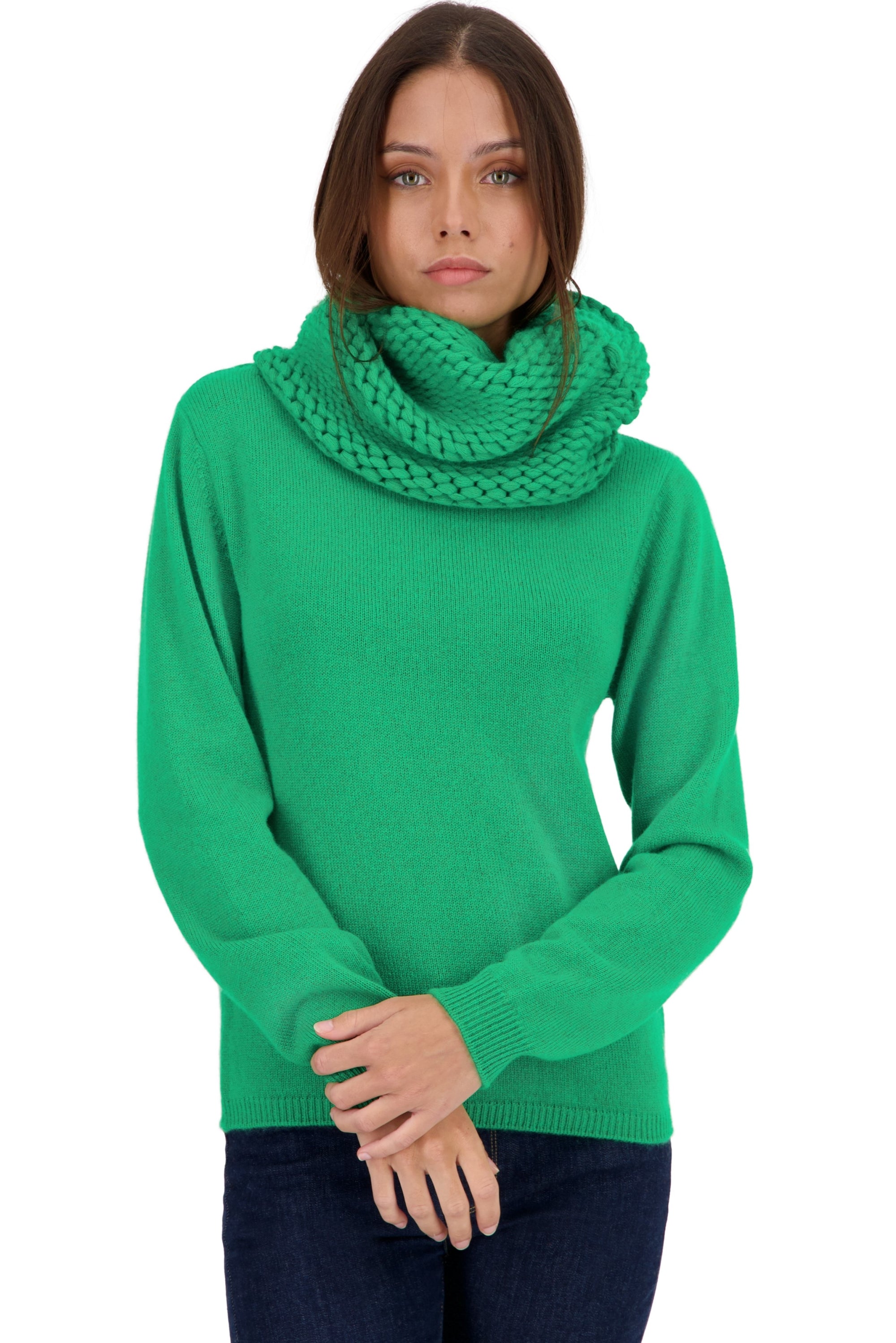Tisha aus Kaschmir für Damen - new green - Mahogany