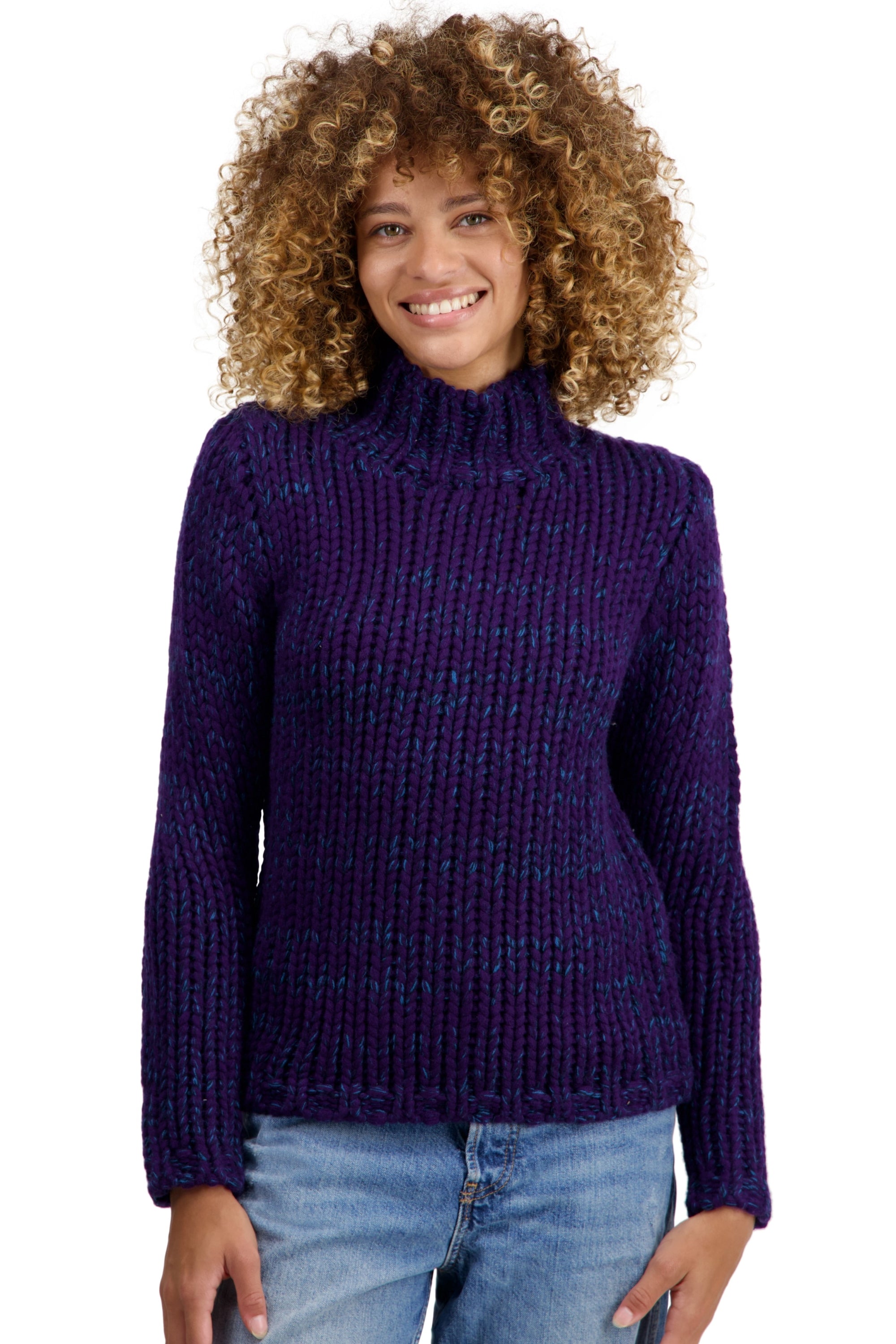 Kaschmirpullover, 100 % Kaschmir, Damen, Stehkragen / Schornsteinkragen, gerader Schnitt, lange Ärmel, grob / 6 Fäden und mehr, Jersey, Mahogany