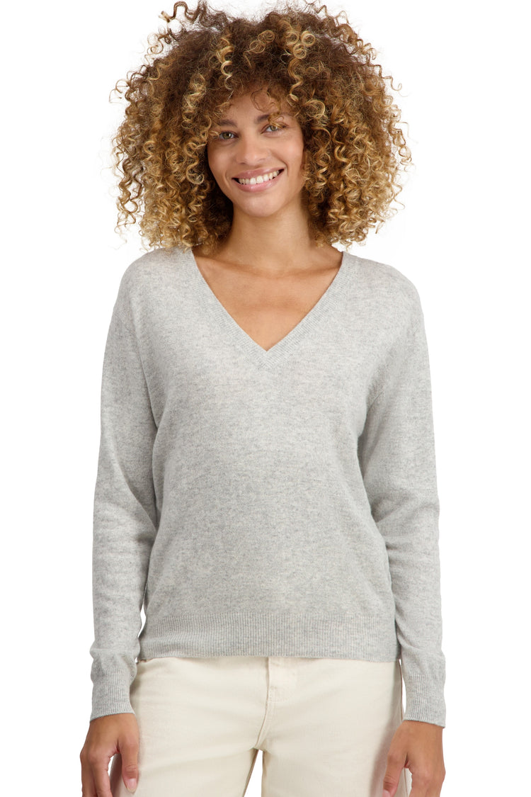 Tornade Kaschmirpullover Damen - meliertes Flanell - Mahogany