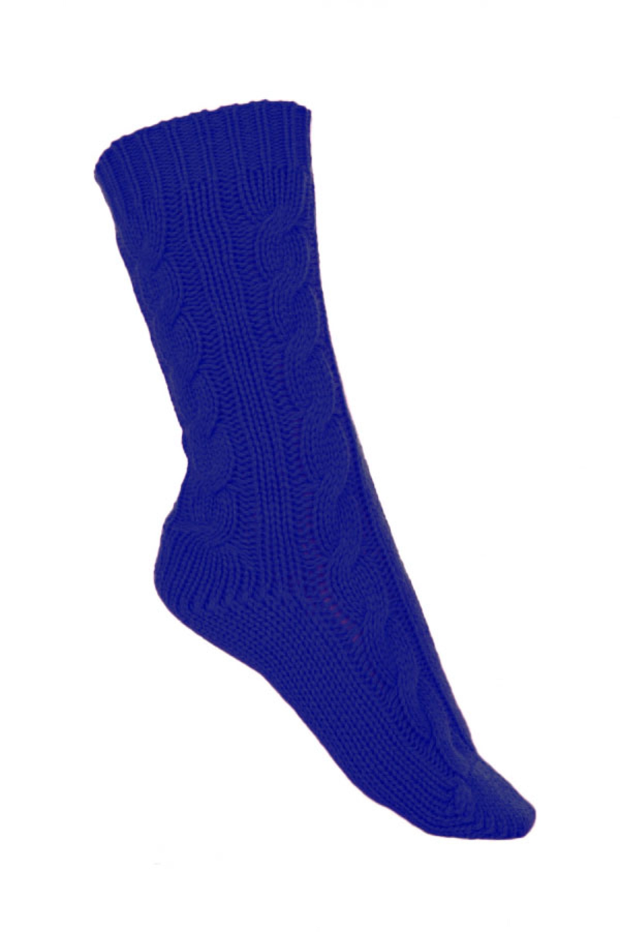 Socke aus Kaschmir, 100 % Kaschmir, unisex, grob / 6 Fäden und mehr, Zopfmuster, Mahogany