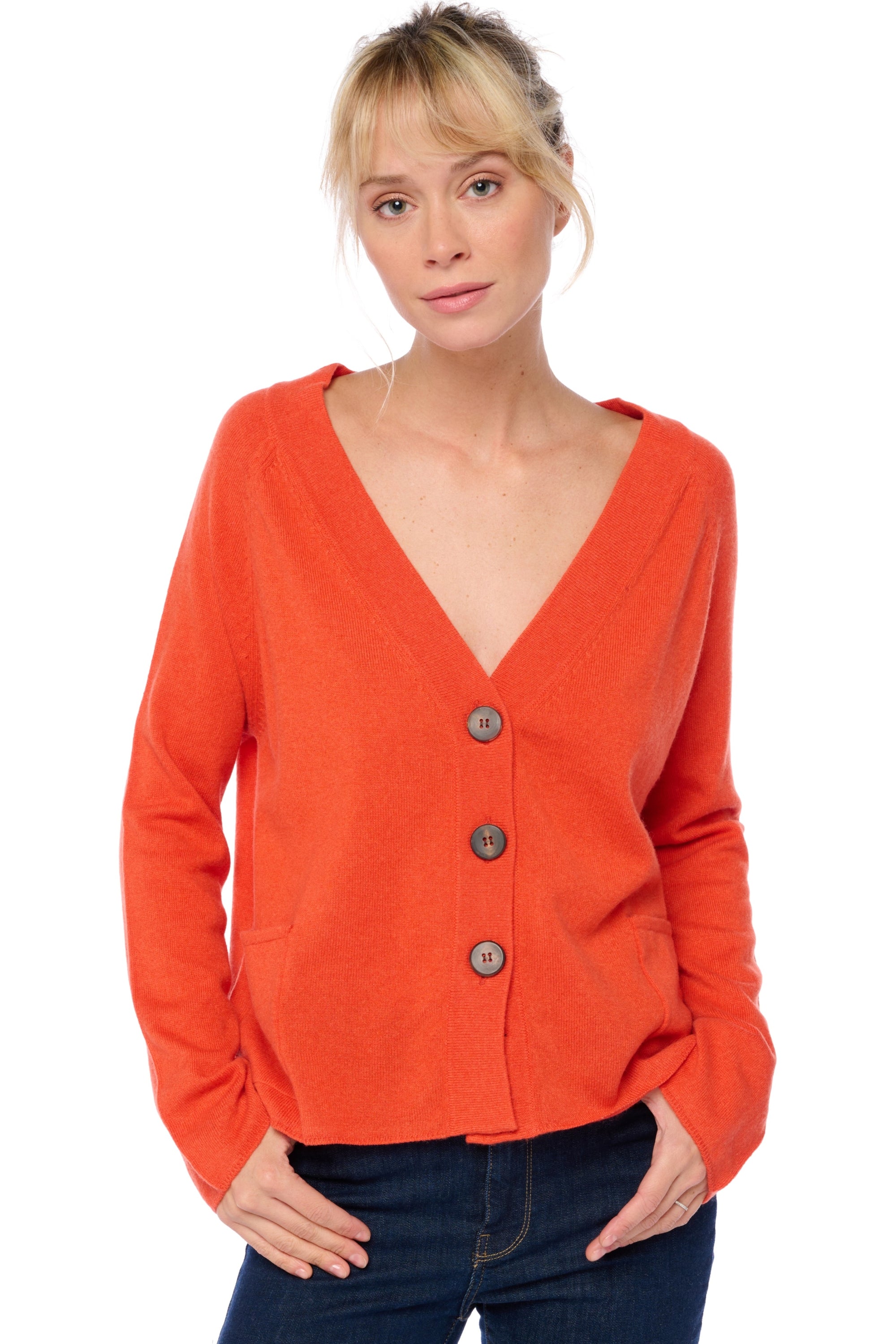 Chana Kaschmirpullover Damen - satsuma - Mahogany