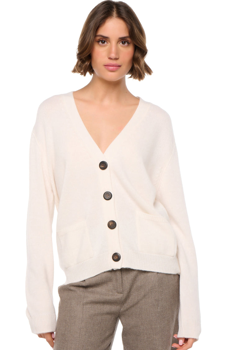 Cardigan aus Kaschmir, 100 % Kaschmir, Damen, V-Ausschnitt, Knopfverschluss, gerader Schnitt, lange Ärmel, normal / 2 und 4 Fäden, normale Strickart, Mahogany