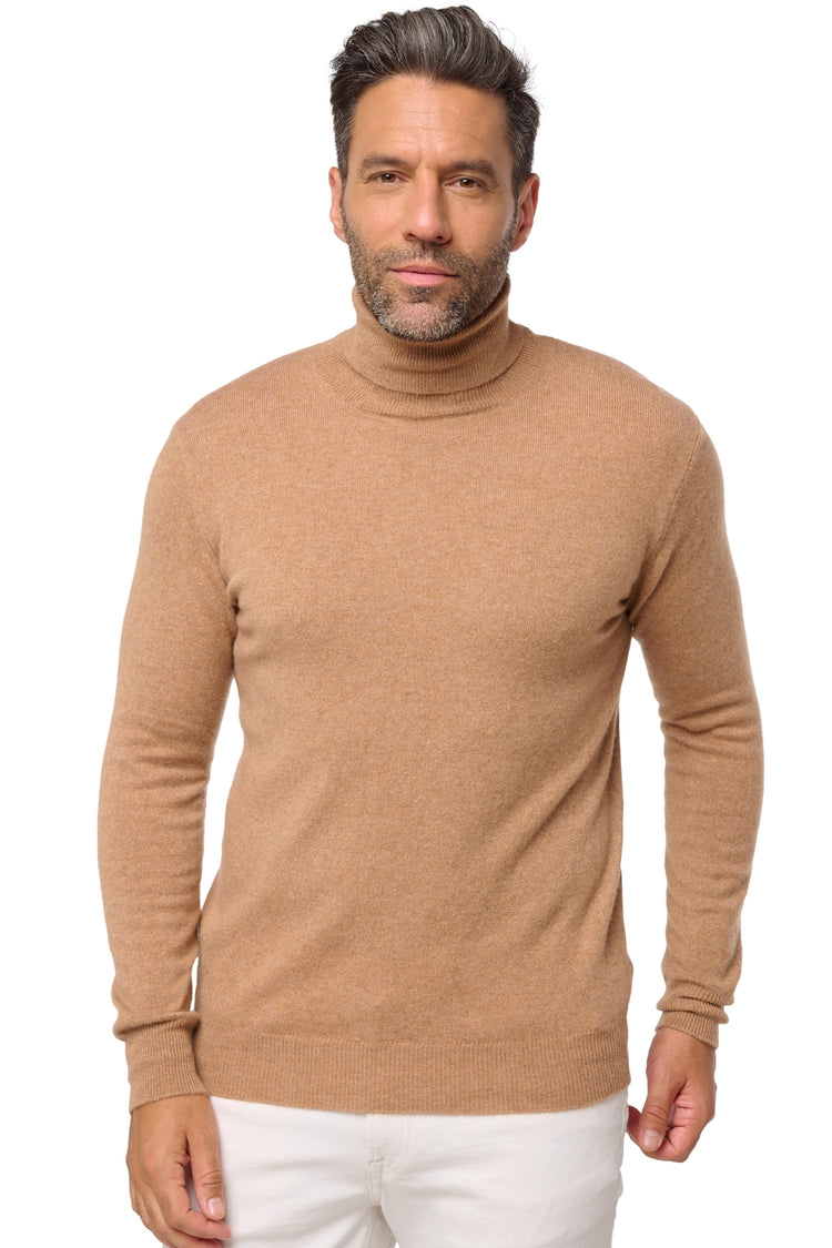 Kaschmirpullover, 100 % Kaschmir, Herren, Rollkragen, gerade Schnittform, lange Ärmel, normal / 2- und 4-fädig, normales Strickwerk, Mahogany