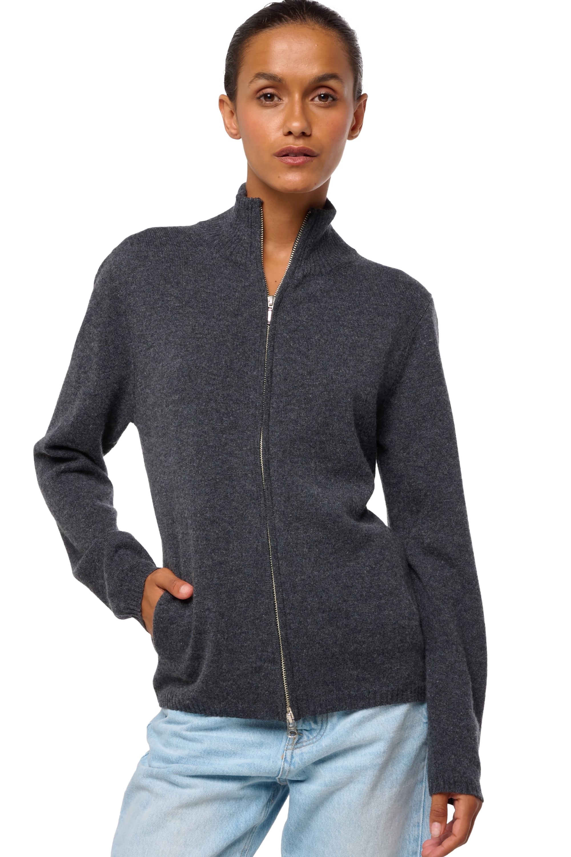 Thames Kaschmirpullover Damen - Dark Grey - Mahogany