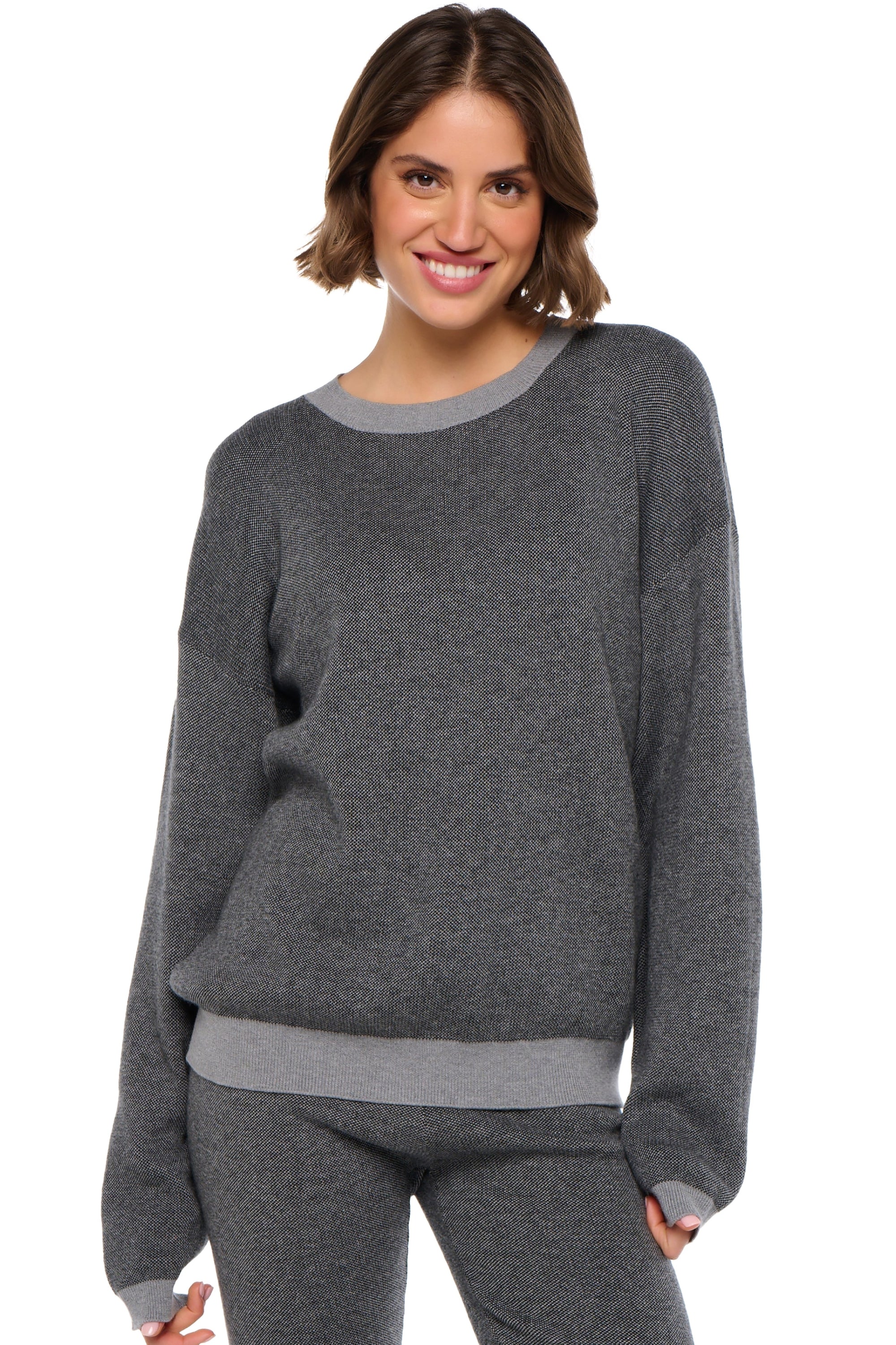 Stormie aus Kaschmir und Baumwolle für Damen - foggy / meliertes Thunder - Mahogany
