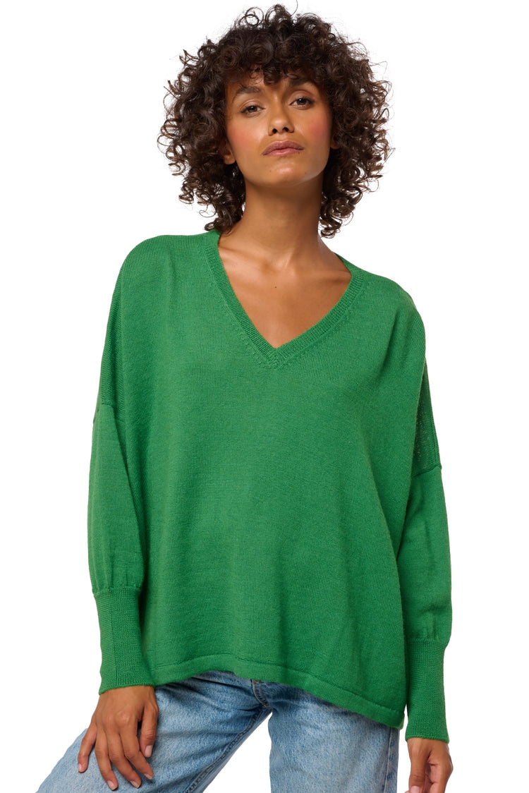 Damara aus Baby-Alpaka Damen - green leaf - Mahogany