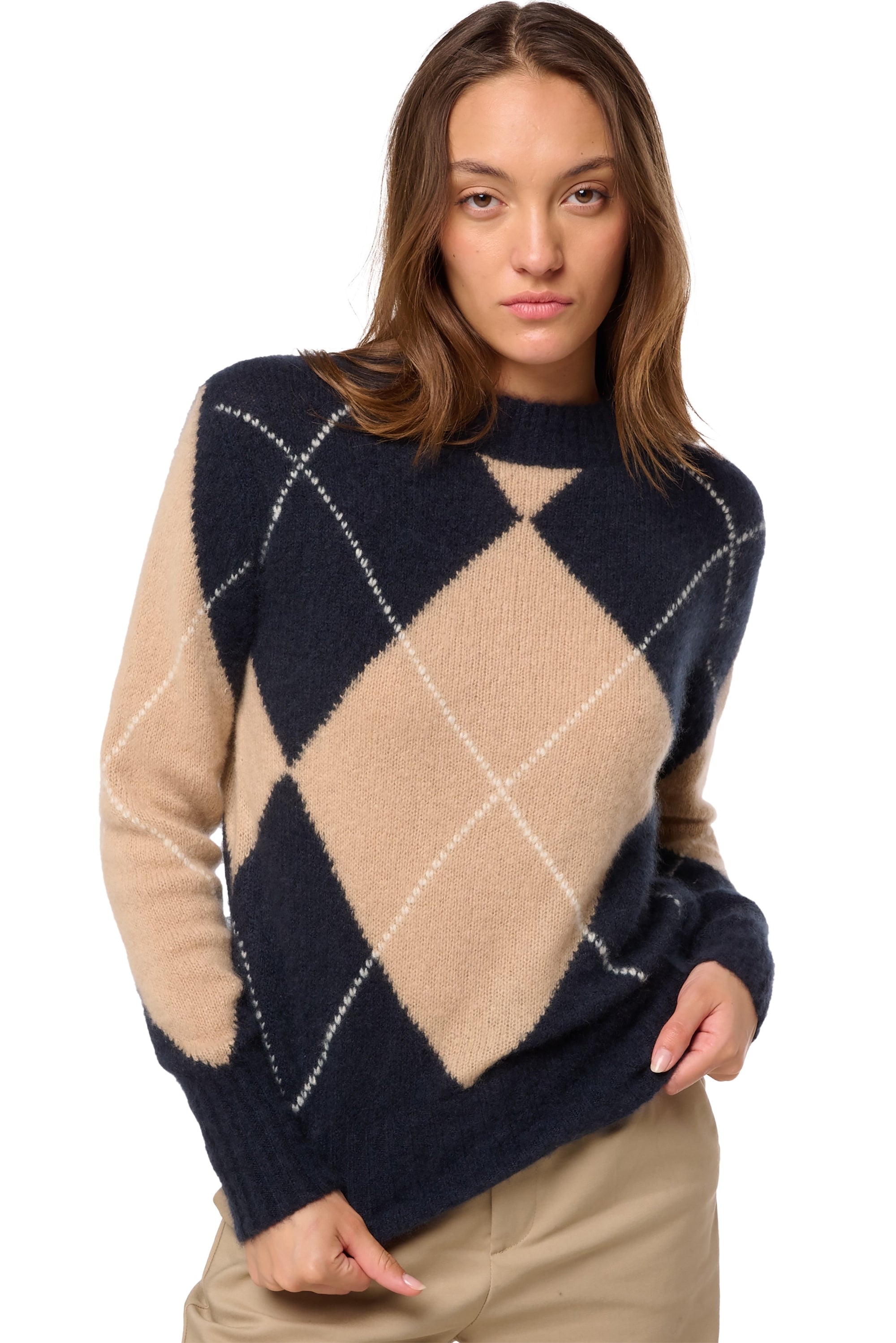 Pullover aus Kaschmir, 100 % Kaschmir Nuage, Damen, Rollkragen, gerade Schnittform, lange Ärmel, normal / 2 und 4 Fäden, normale Strickart, Mahogany