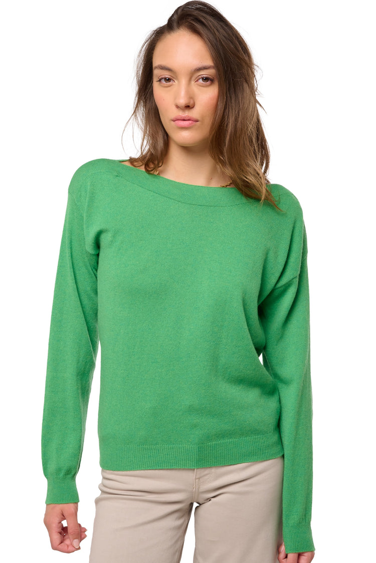 Kaschmirpullover, 100 % Kaschmir, Damen, Bootsausschnitt, gerader Schnitt, lange Ärmel, normal / 2 und 4 Fäden, normales Strickgewebe, Mahogany