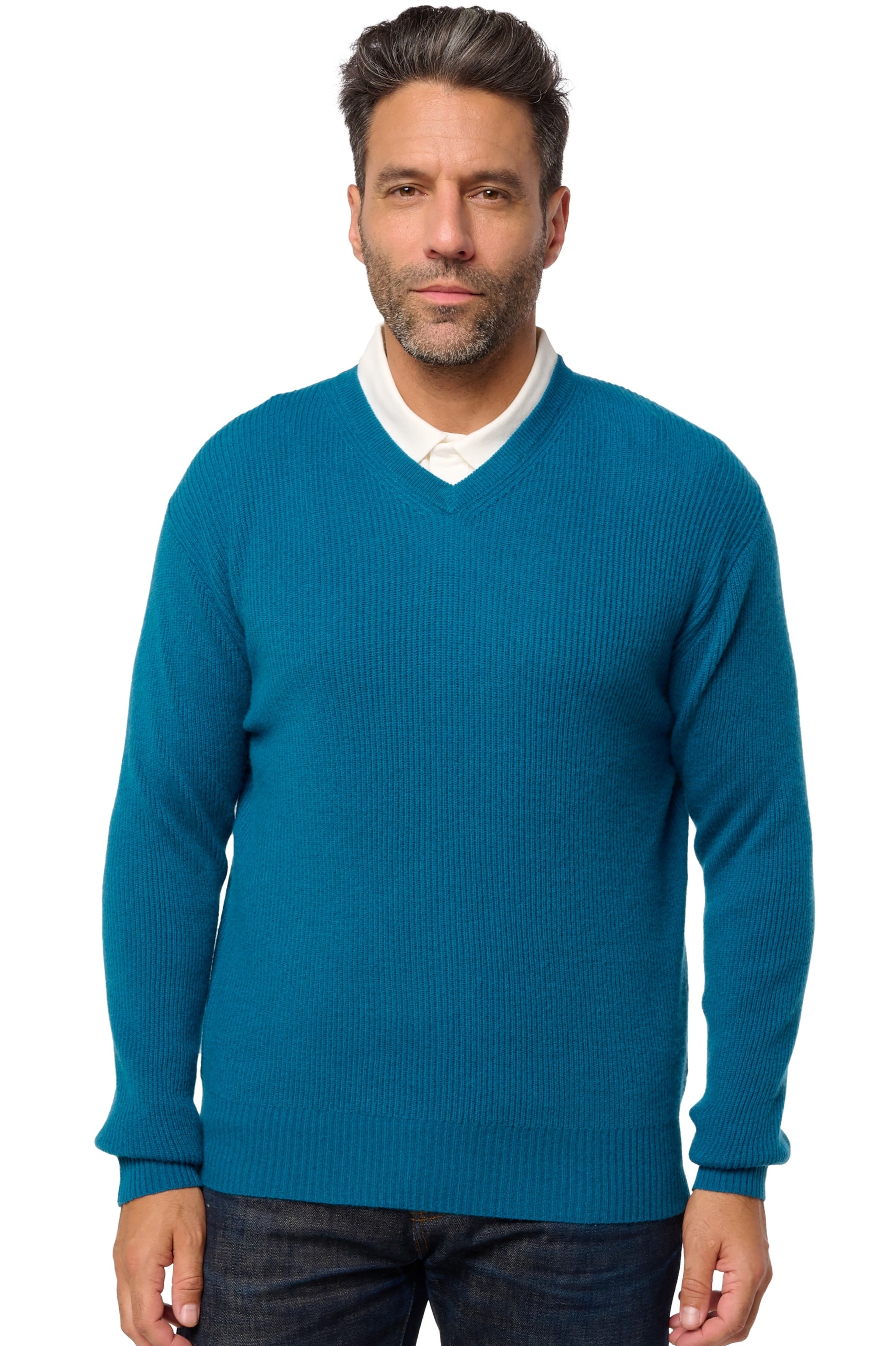 Pullover aus Kaschmir, 100 % Kaschmir, Herren, V-Ausschnitt, gerade Schnittform, lange Ärmel, normal / 2 und 4 Fäden, normaler Strick, Mahogany