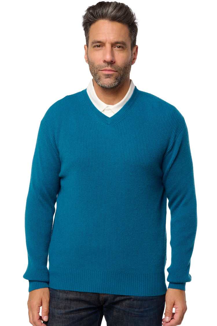 Pullover aus Kaschmir, 100 % Kaschmir, Herren, V-Ausschnitt, gerade Schnittform, lange Ärmel, normal / 2 und 4 Fäden, normaler Strick, Mahogany