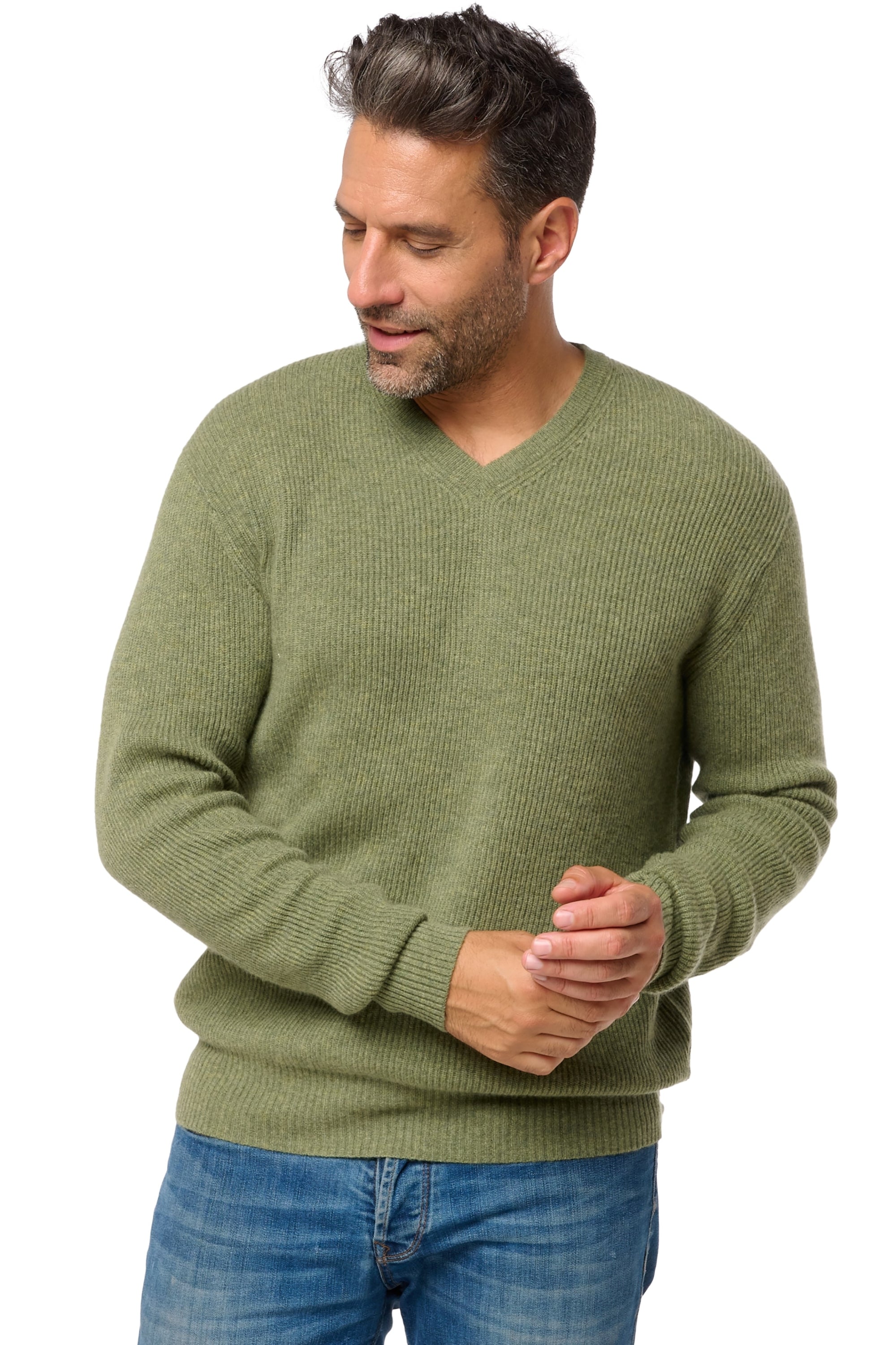 Davos en cachemire homme - Vue 1 - vert chiné - Mahogany