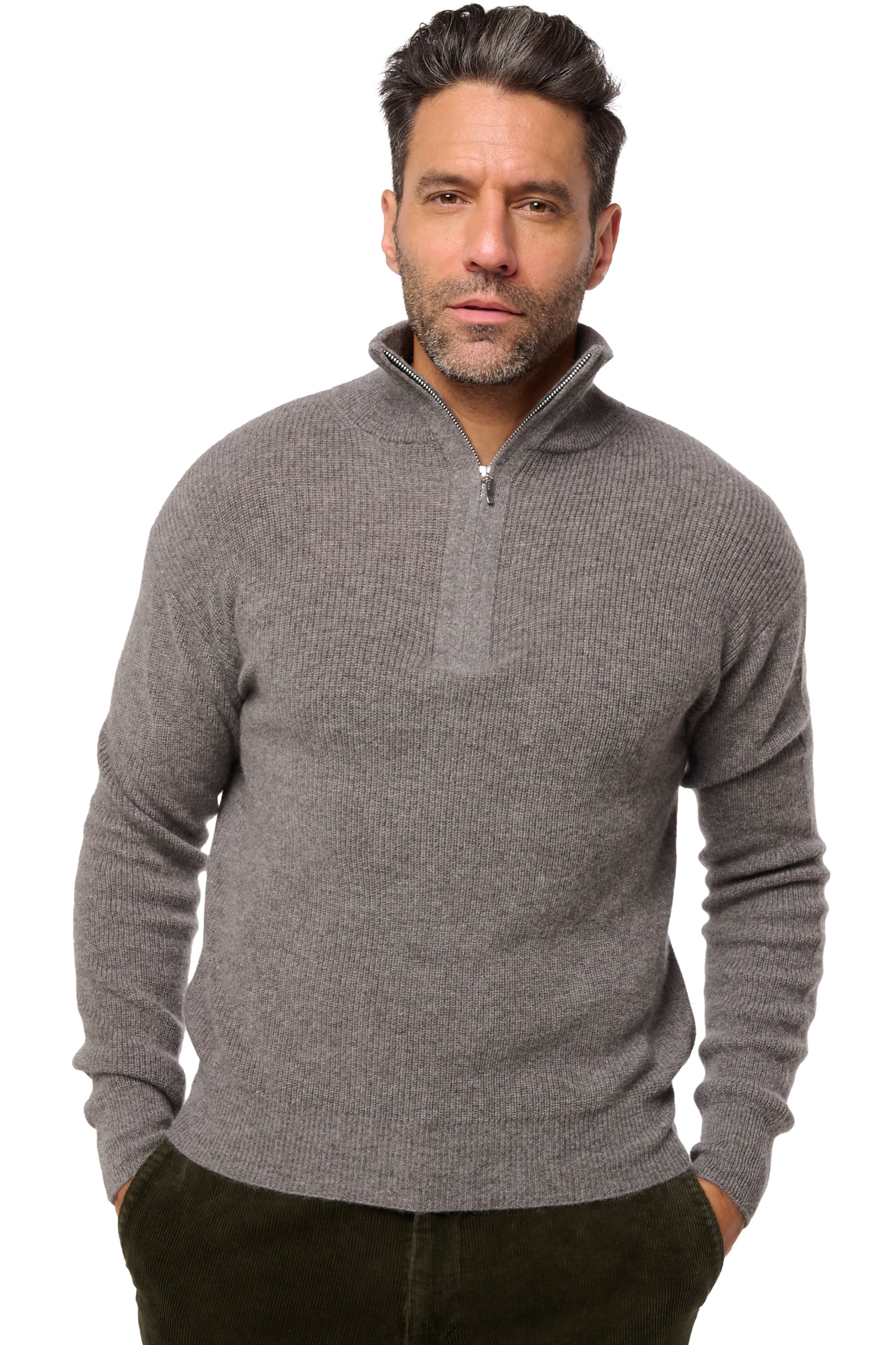 Dax Kaschmirpullover Herren - Marmotte meliert - Mahogany