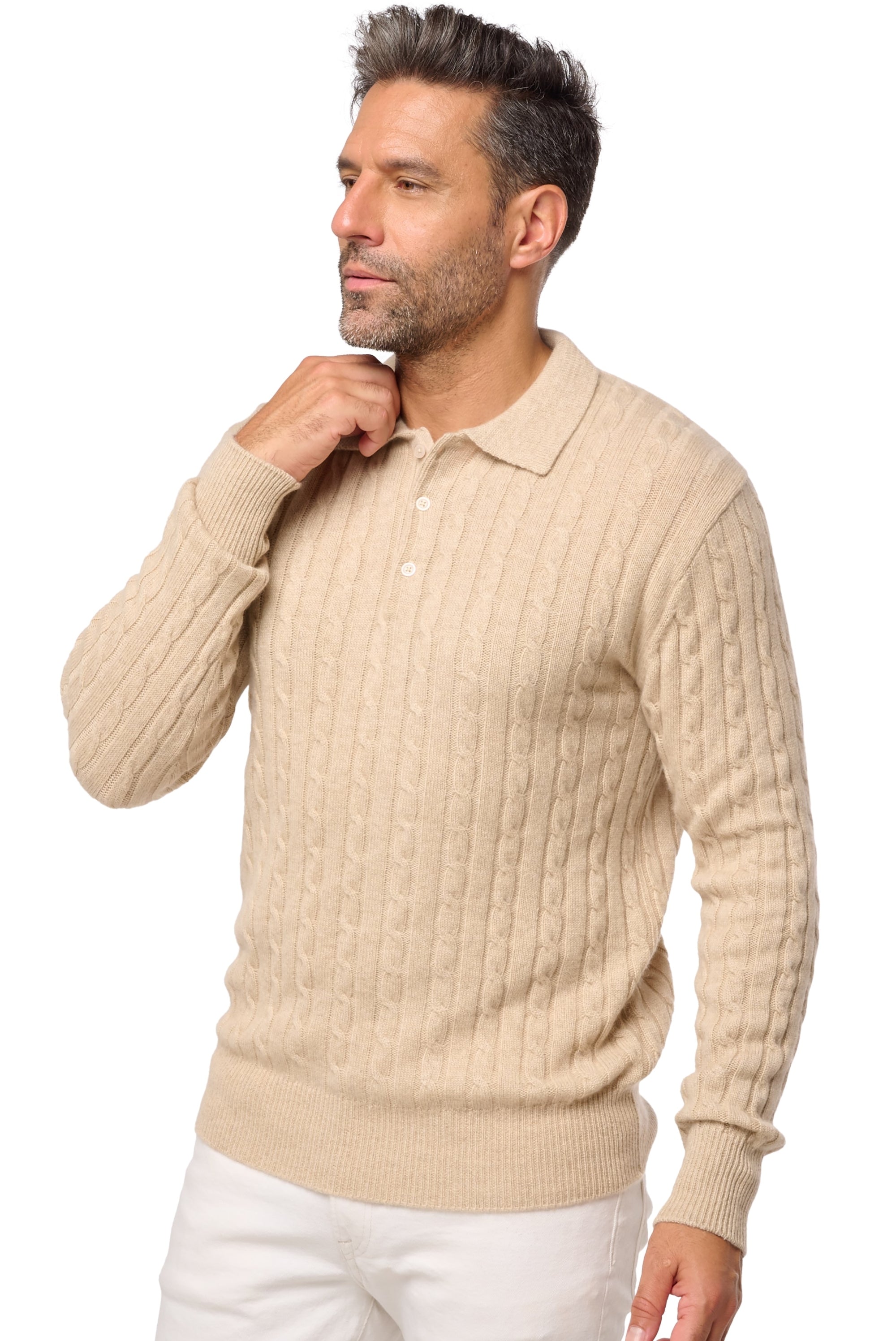 Doha en cachemire homme - Vue 1 - natural winter dawn - Mahogany