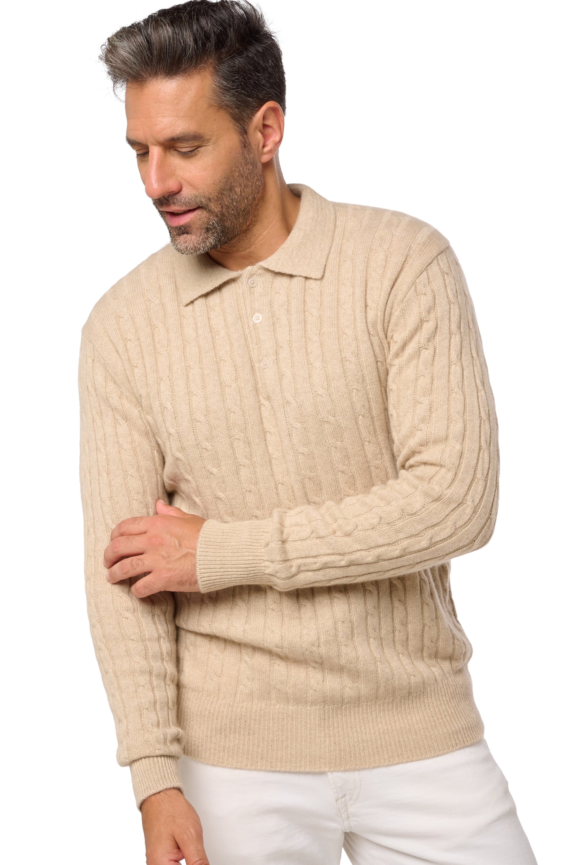 Doha en cachemire homme - Vue 2 - natural winter dawn - Mahogany