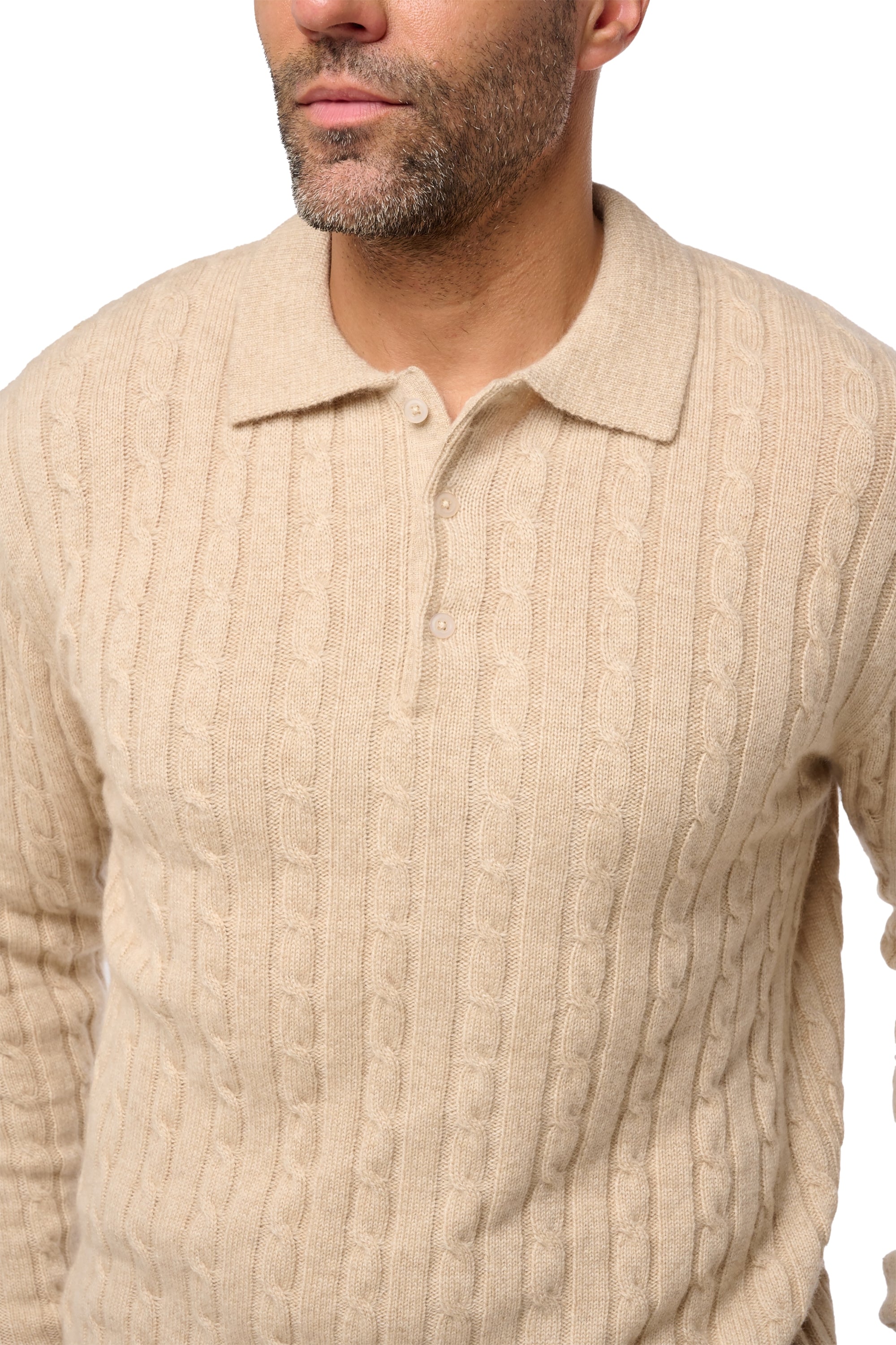 Doha en cachemire homme - Vue 3 - natural winter dawn - Mahogany