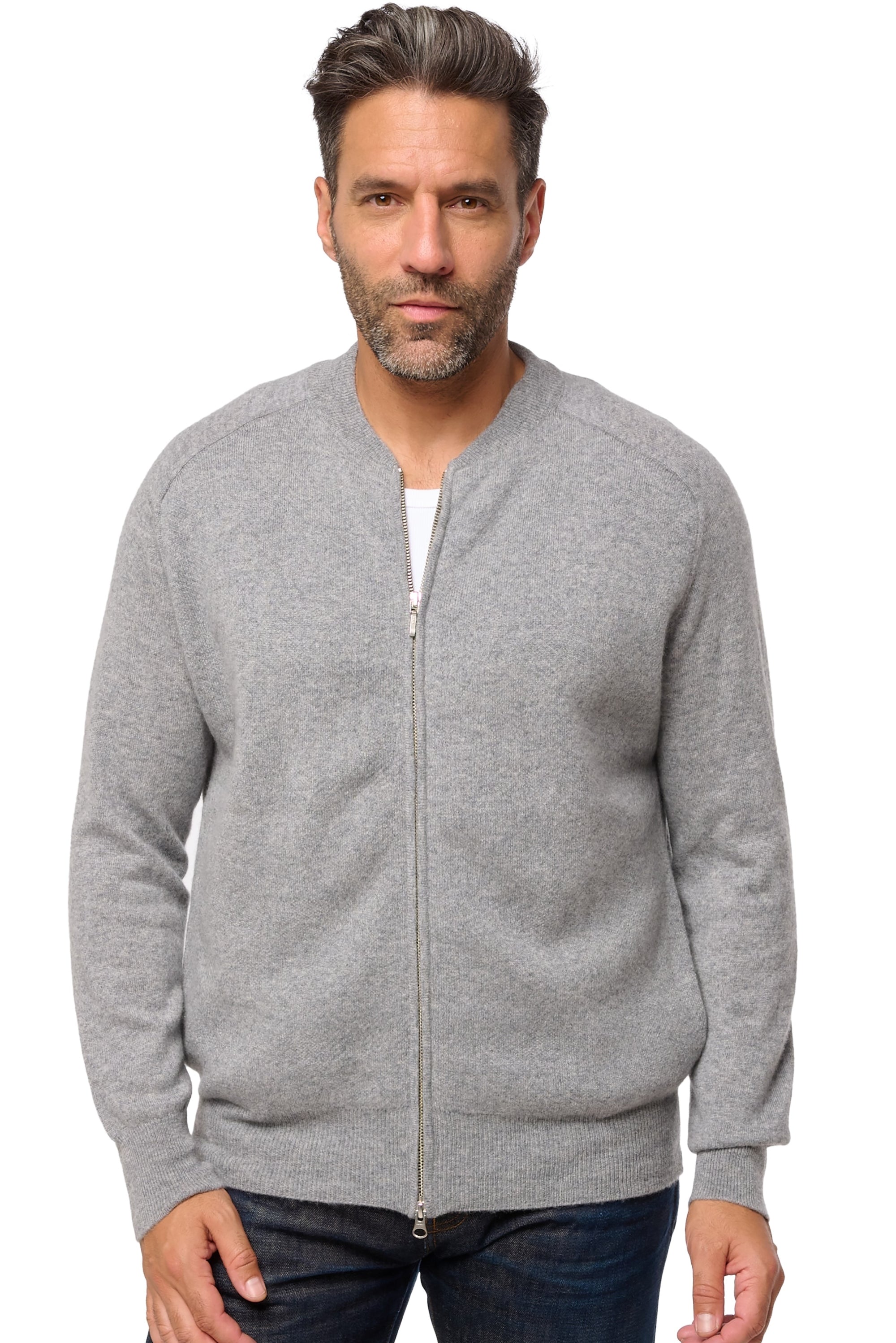 Dwaren Kaschmirpullover Herren - meliertes Grau - Mahogany