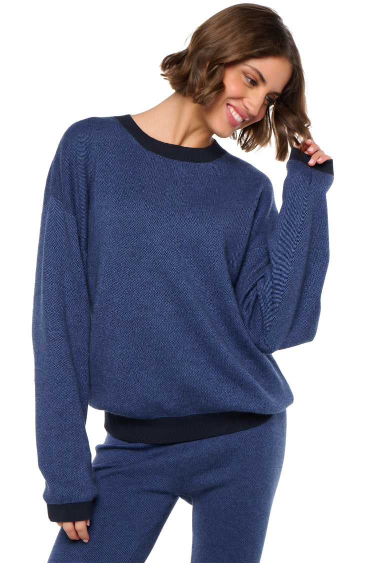 Stormie aus Kaschmir und Baumwolle für Damen - blau / navy - Mahogany