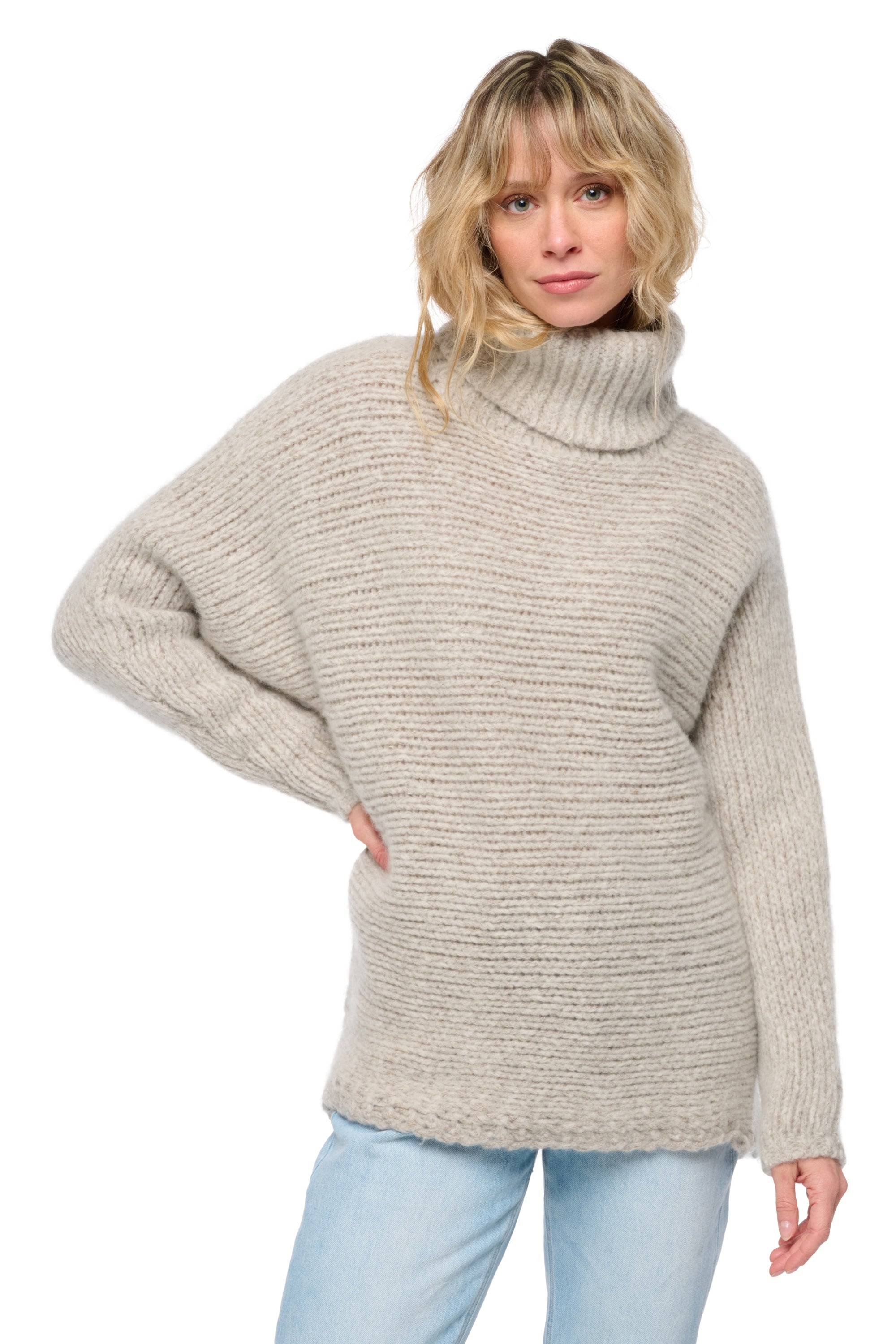 Kaschmirpullover, 100 % Wolken-Kaschmir, Damen, Rollkragen, weite Passform, lange Ärmel, grobe Strickart / 6 Fäden und mehr, normales Strickbild, Mahogany
