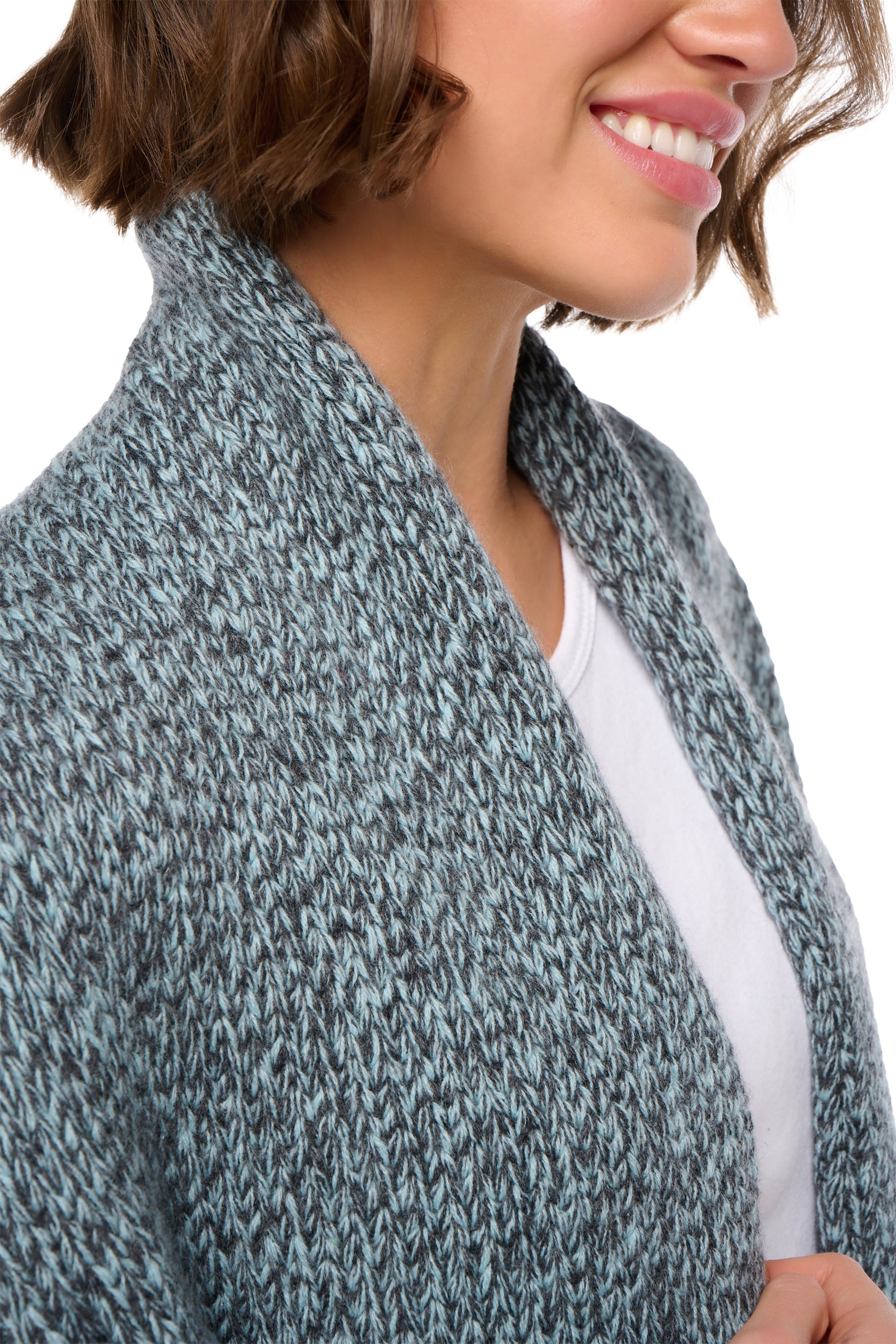 Vienne en cachemire femme - Vue 2 - anthracite chiné / ciel - Mahogany