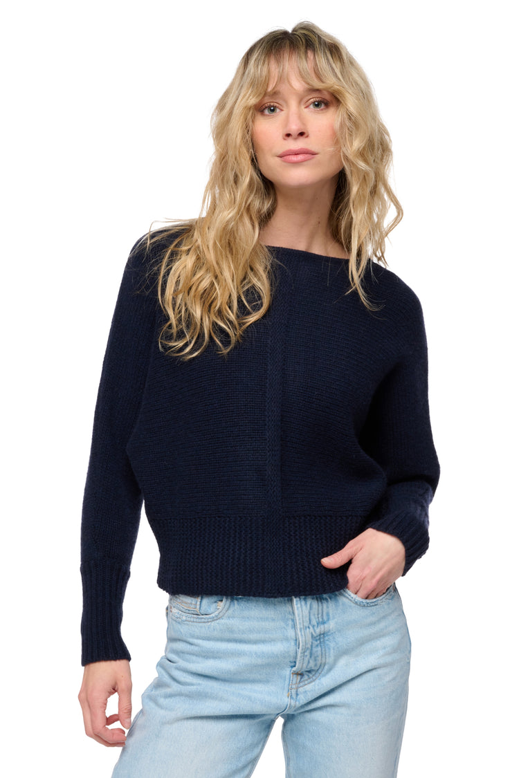 Pullover aus Yak, 100 % Yak, Damen, Bootsausschnitt, Oversize-Schnitt, lange Ärmel, grob / 6 Fäden und mehr, , Mahogany
