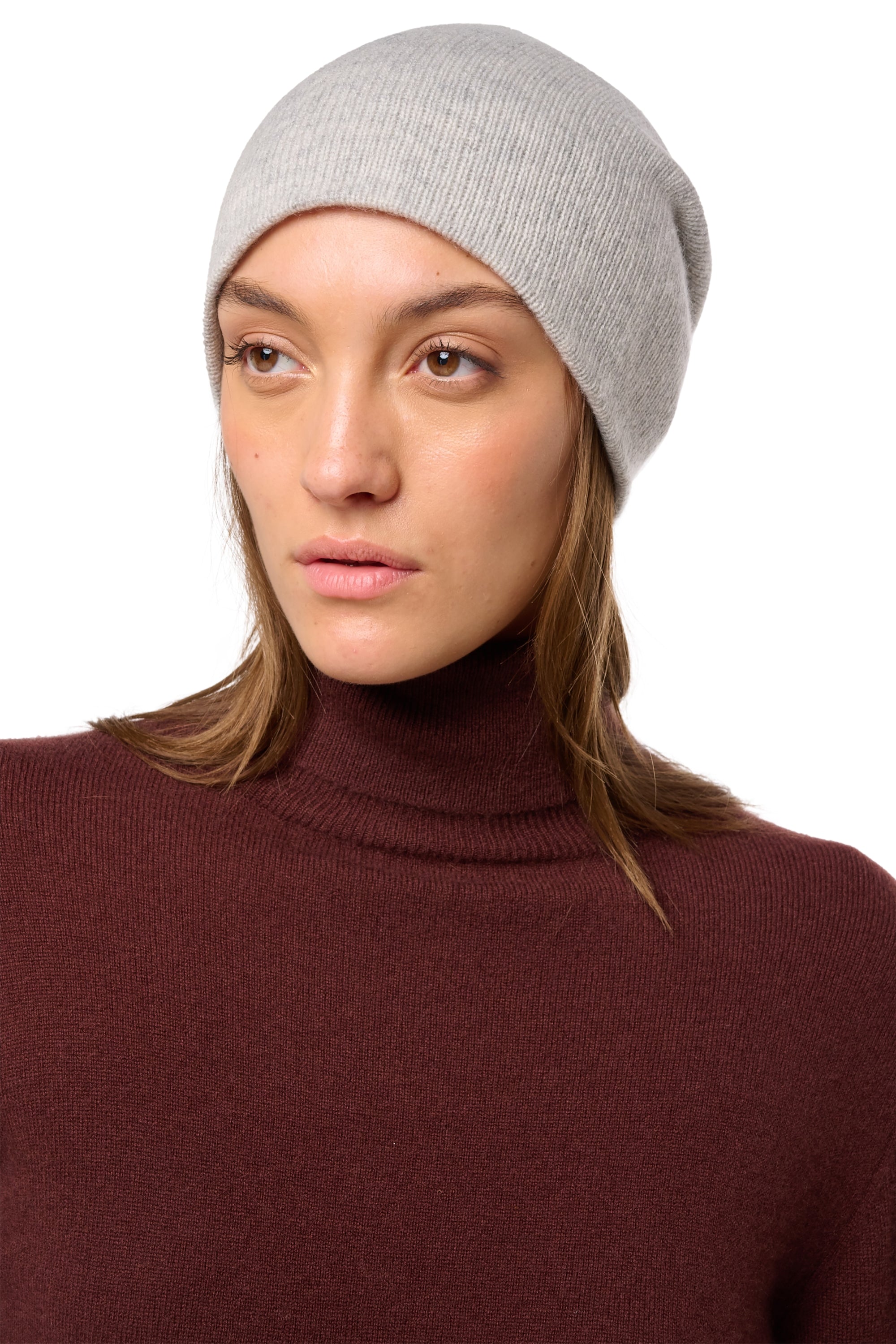 Kaschmirmütze, 100 % Kaschmir, Damen, normal / 2 und 4 Fäden, normales Strickwerk, Mahogany